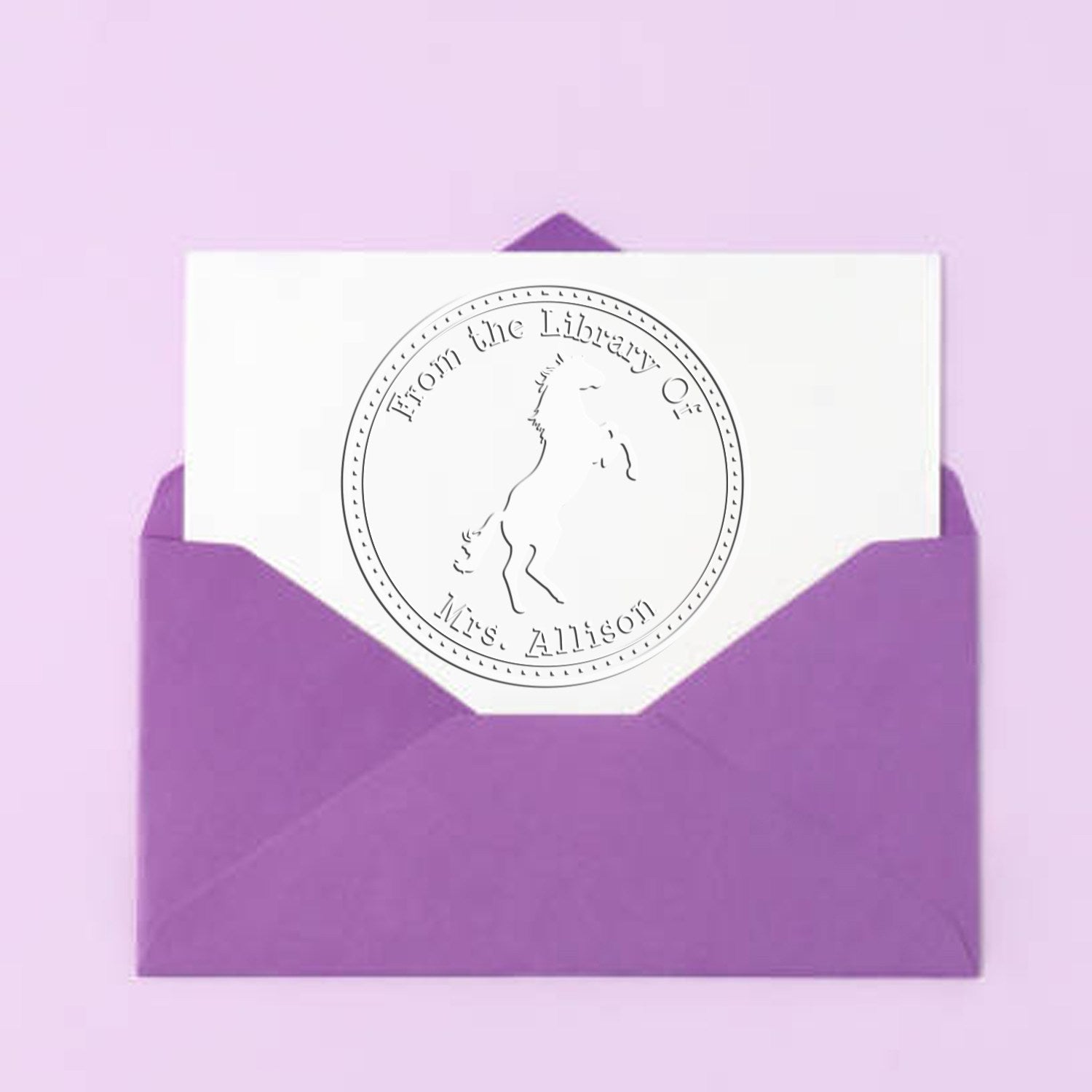 Lightning Speed Equestrian Hybrid Personalized Library Bookplate Seal - Engineer Seal Stamps