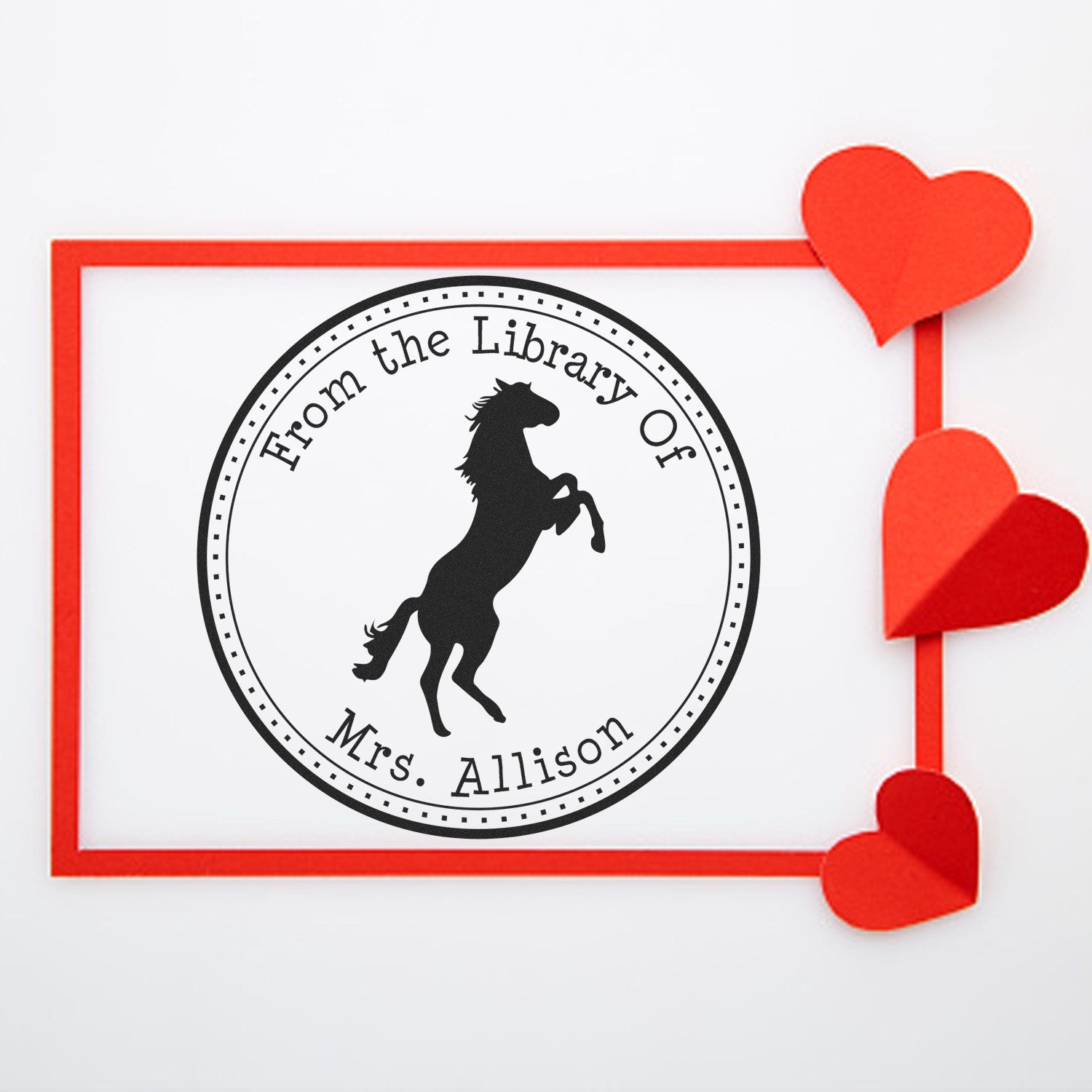 Lightning Speed Equestrian Pre-Inked Custom-Made Book Initial Stamp - Engineer Seal Stamps