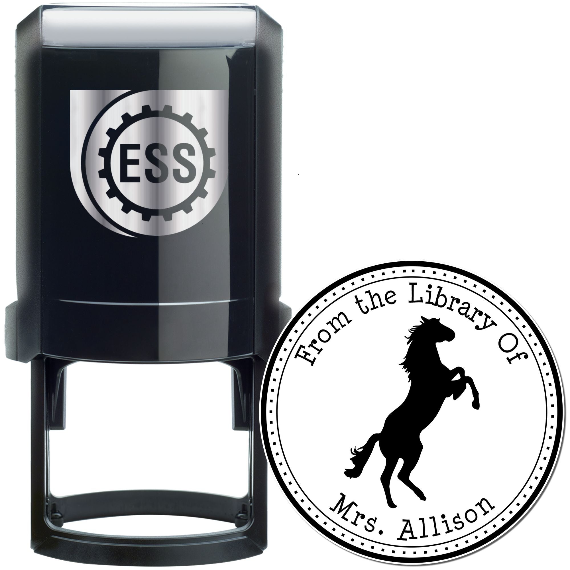Lightning Speed Equestrian Self-Inking Personalized Bookplate Maker Stamp - Engineer Seal Stamps