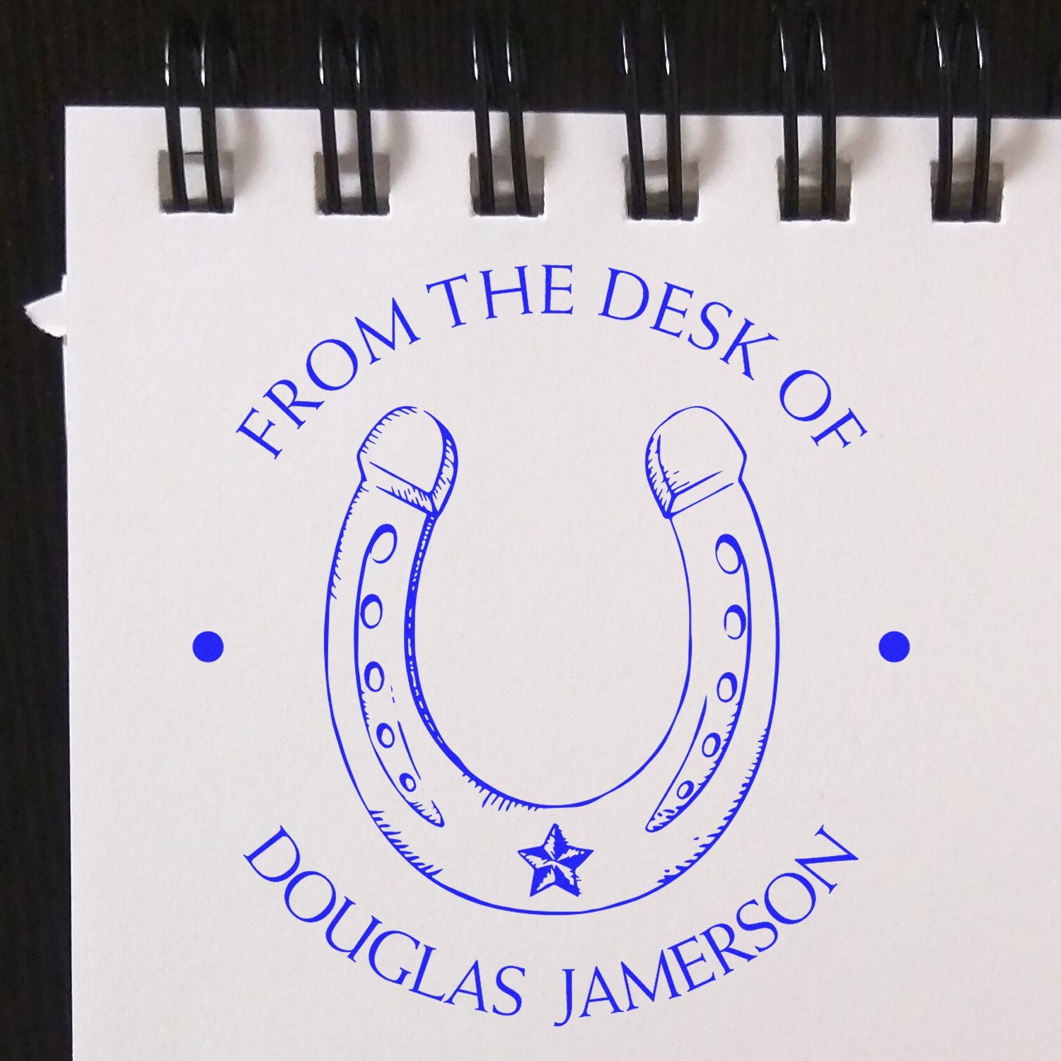 Wood Handle Sapphire Sky Equestrian Book Ownership Stamp - Engineer Seal Stamps