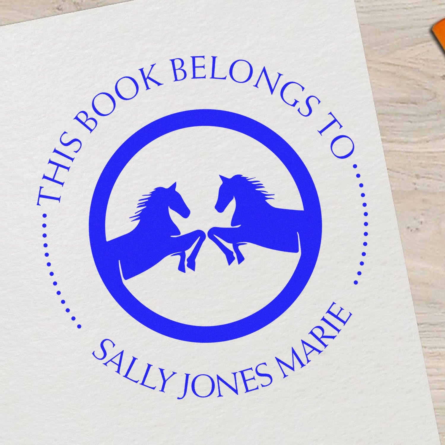 Slim Pre-Inked Autumn Blaze Equestrian Customizable Book Lover Stamp - Engineer Seal Stamps