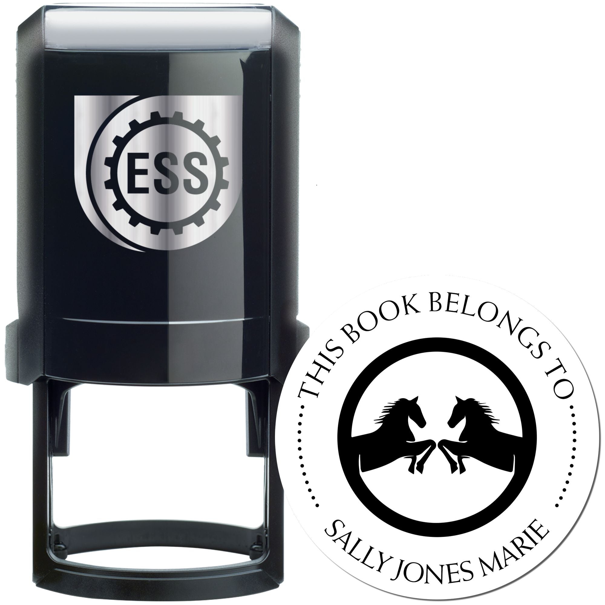 Autumn Blaze Equestrian Self-Inking Personalized Library Ownership Stamp - Engineer Seal Stamps