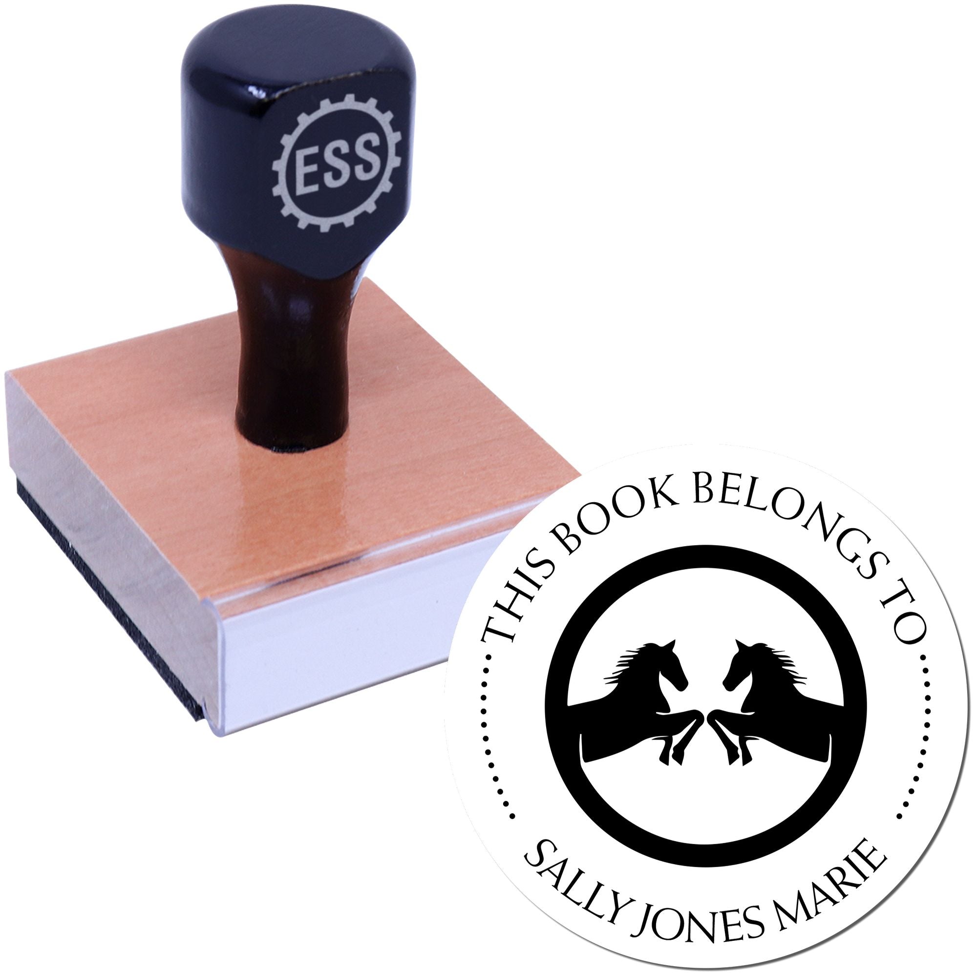 Wood Handle Autumn Blaze Equestrian From The Home Library Of Stamp - Engineer Seal Stamps