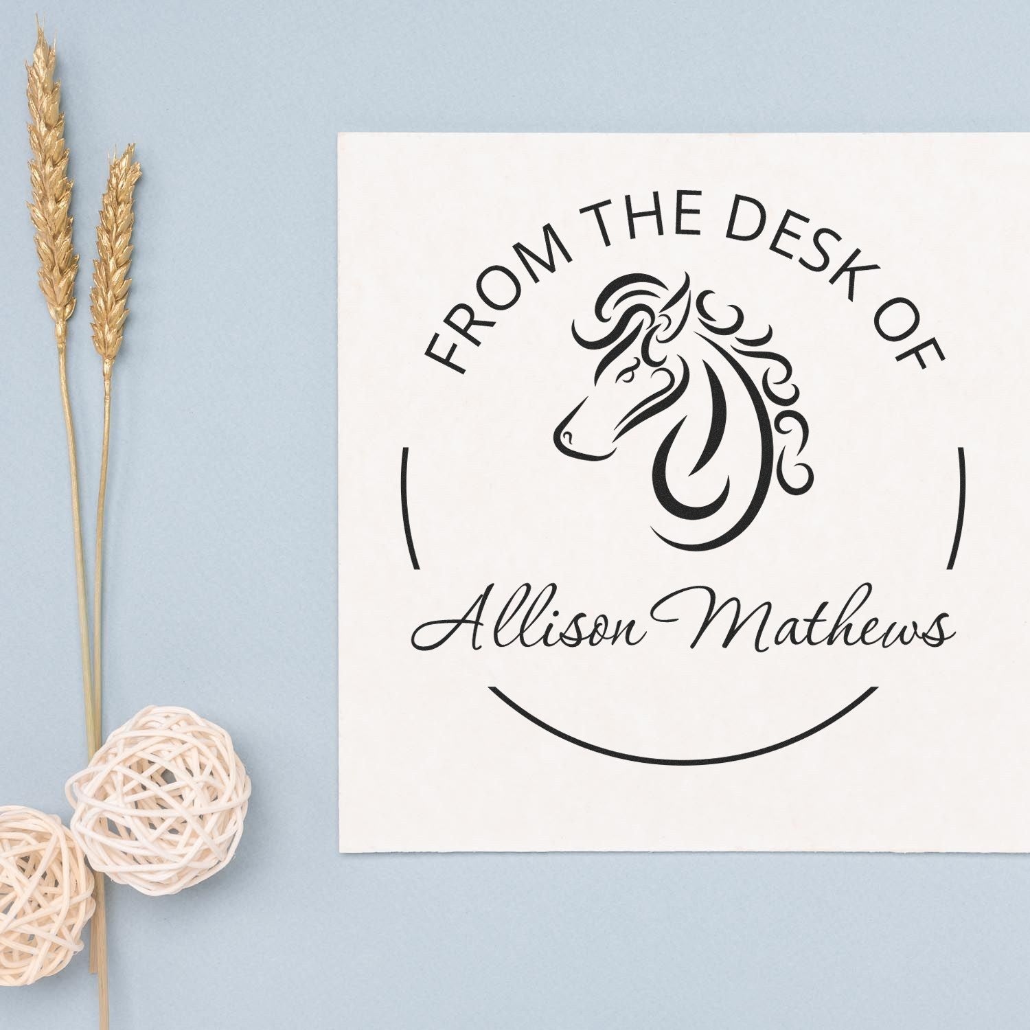 Wood Handle Winter's Ghost Equestrian Book Library Stamp - Engineer Seal Stamps