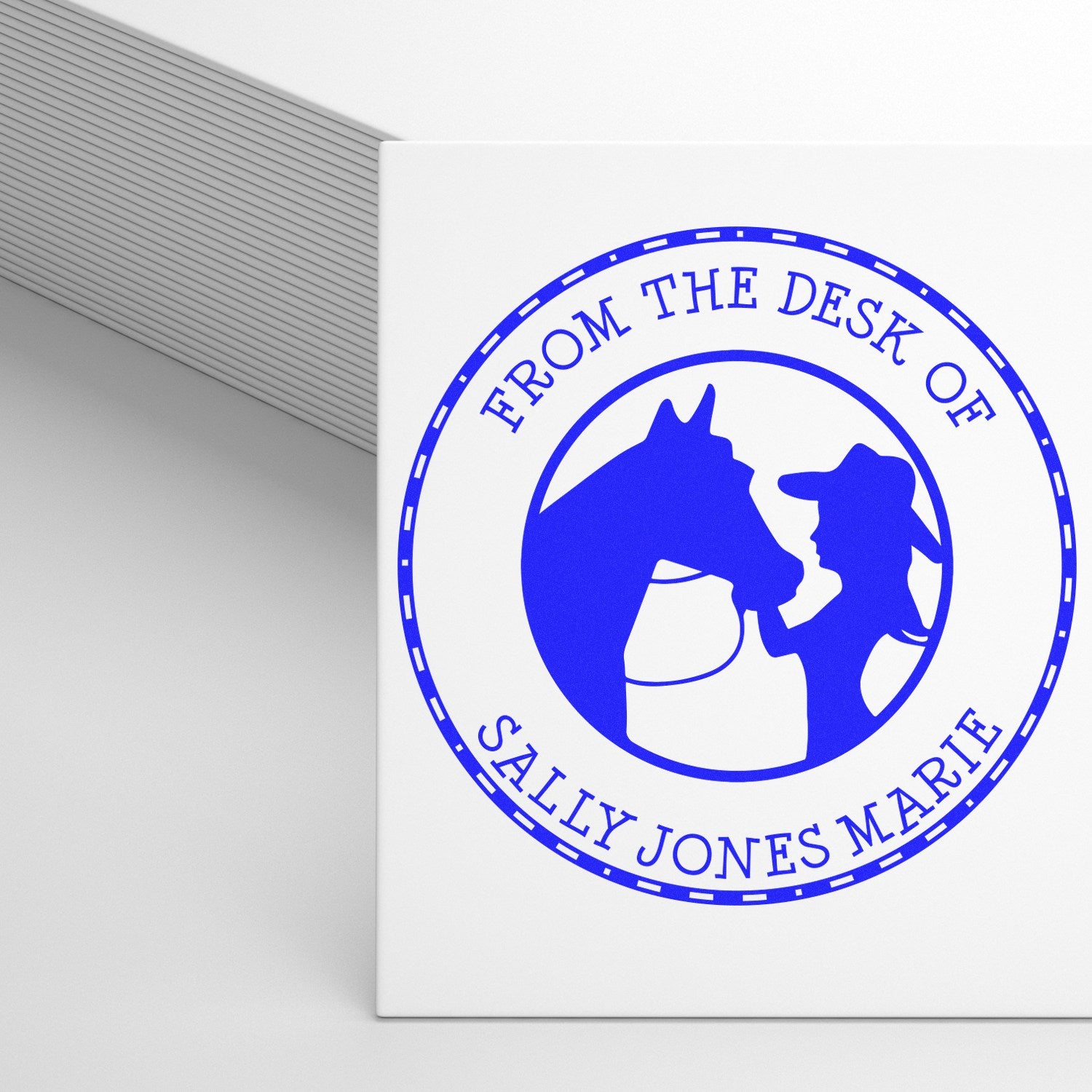 Wood Handle Spring's Blossom Equestrian Ex Libris Stamp - Engineer Seal Stamps