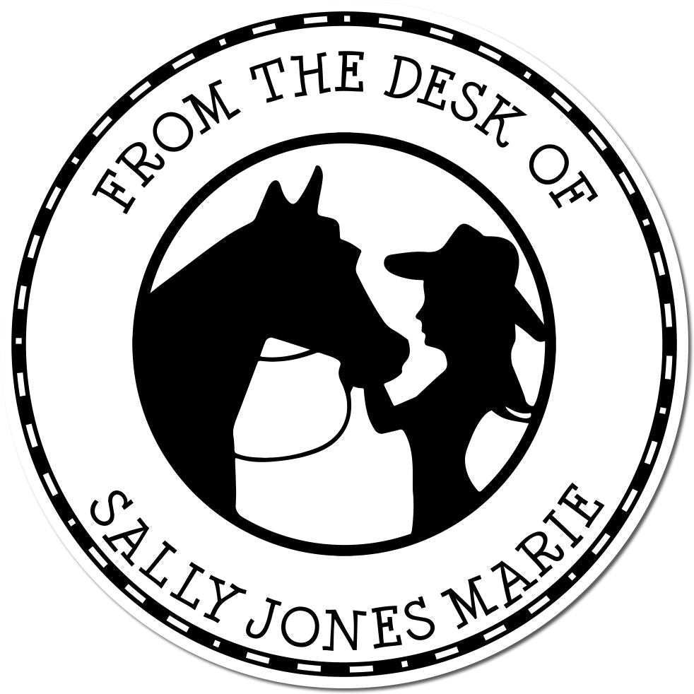 Wood Handle Spring's Blossom Equestrian Ex Libris Stamp - Engineer Seal Stamps