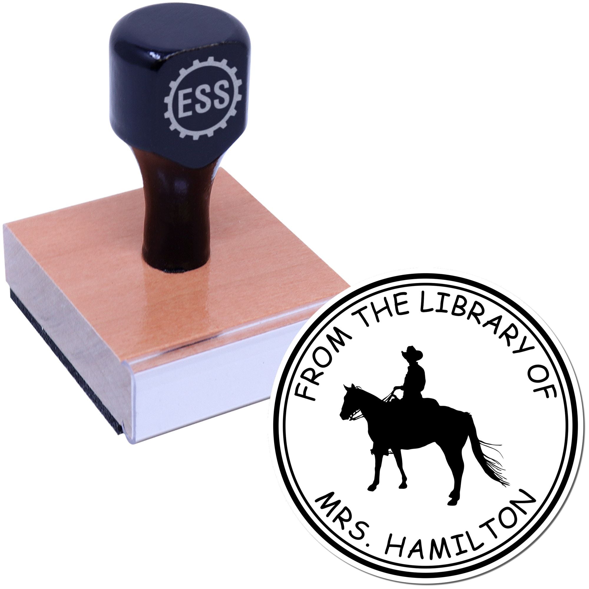 Wood Handle Velvet Thunder Equestrian From The Study Of Stamp - Engineer Seal Stamps