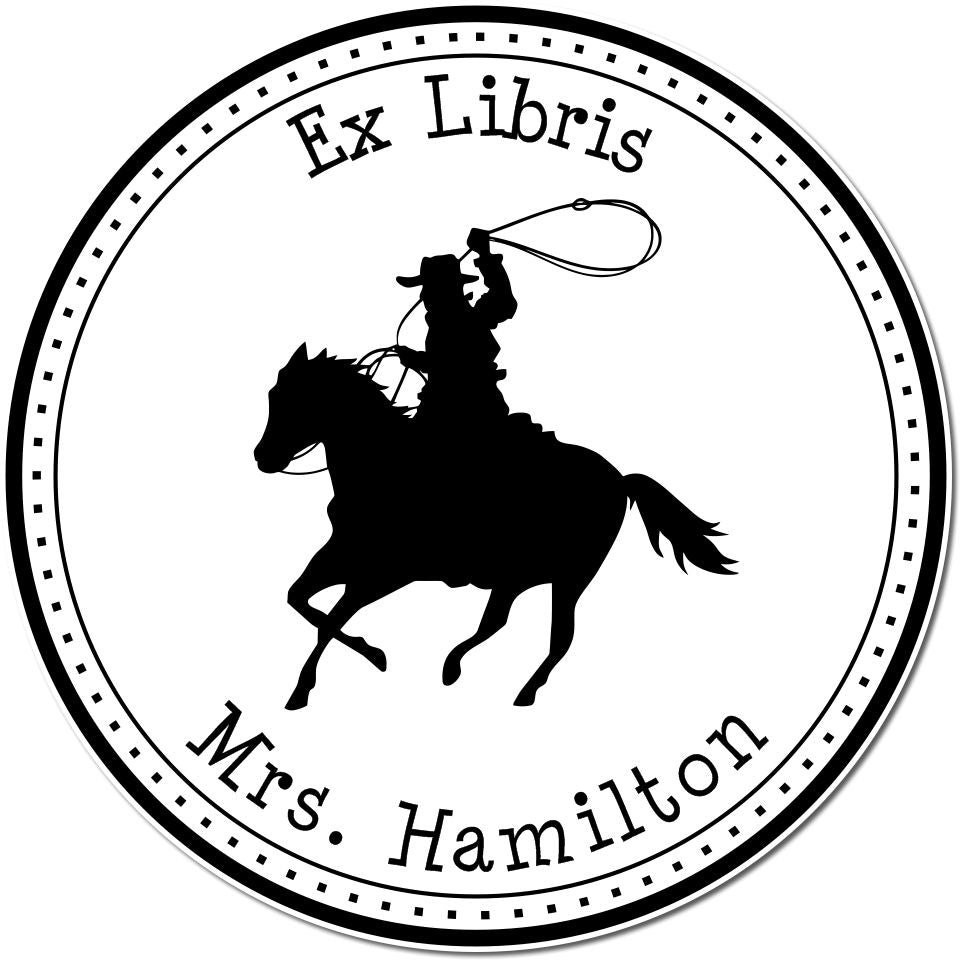 Wood Handle Silent Promise Equestrian Library Bookplate Stamp - Engineer Seal Stamps