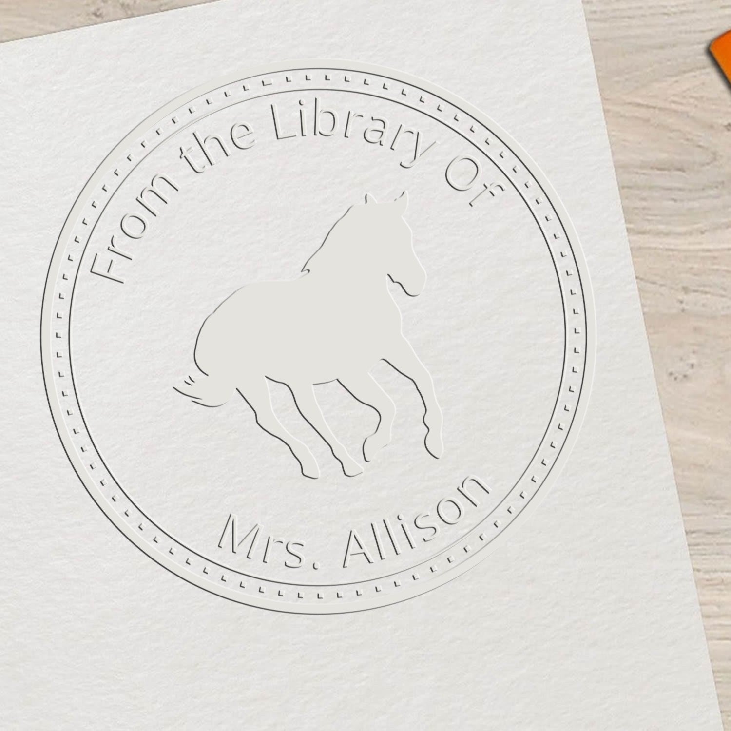Rebel's Heart Equestrian Handheld Personalized Book Embossing Seal