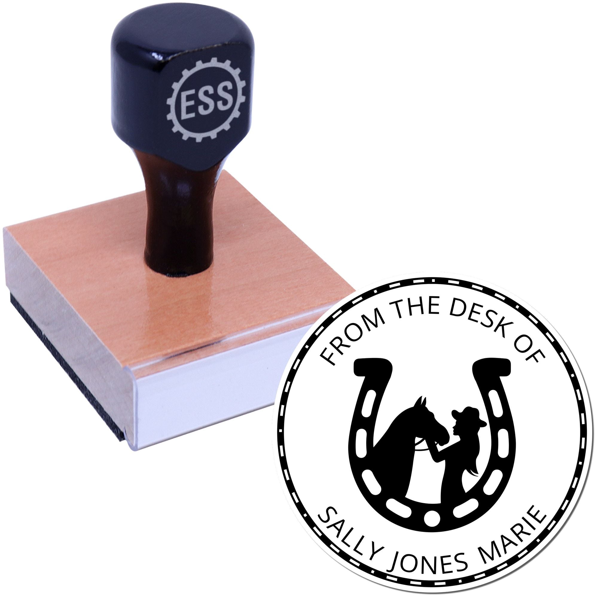 Wood Handle Twilight Serenity Equestrian Library Collection Stamp - Engineer Seal Stamps
