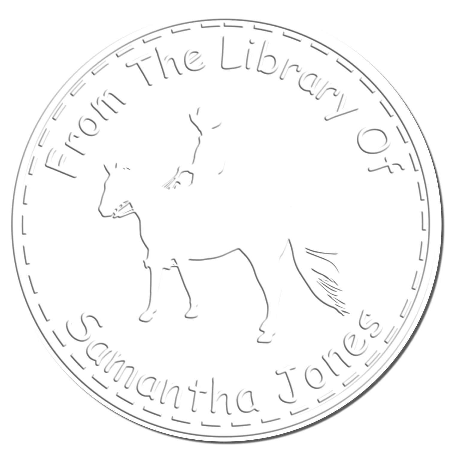 Dawn's Light Equestrian Hybrid Personalized Ex Libris Book Embossing Seal - Engineer Seal Stamps