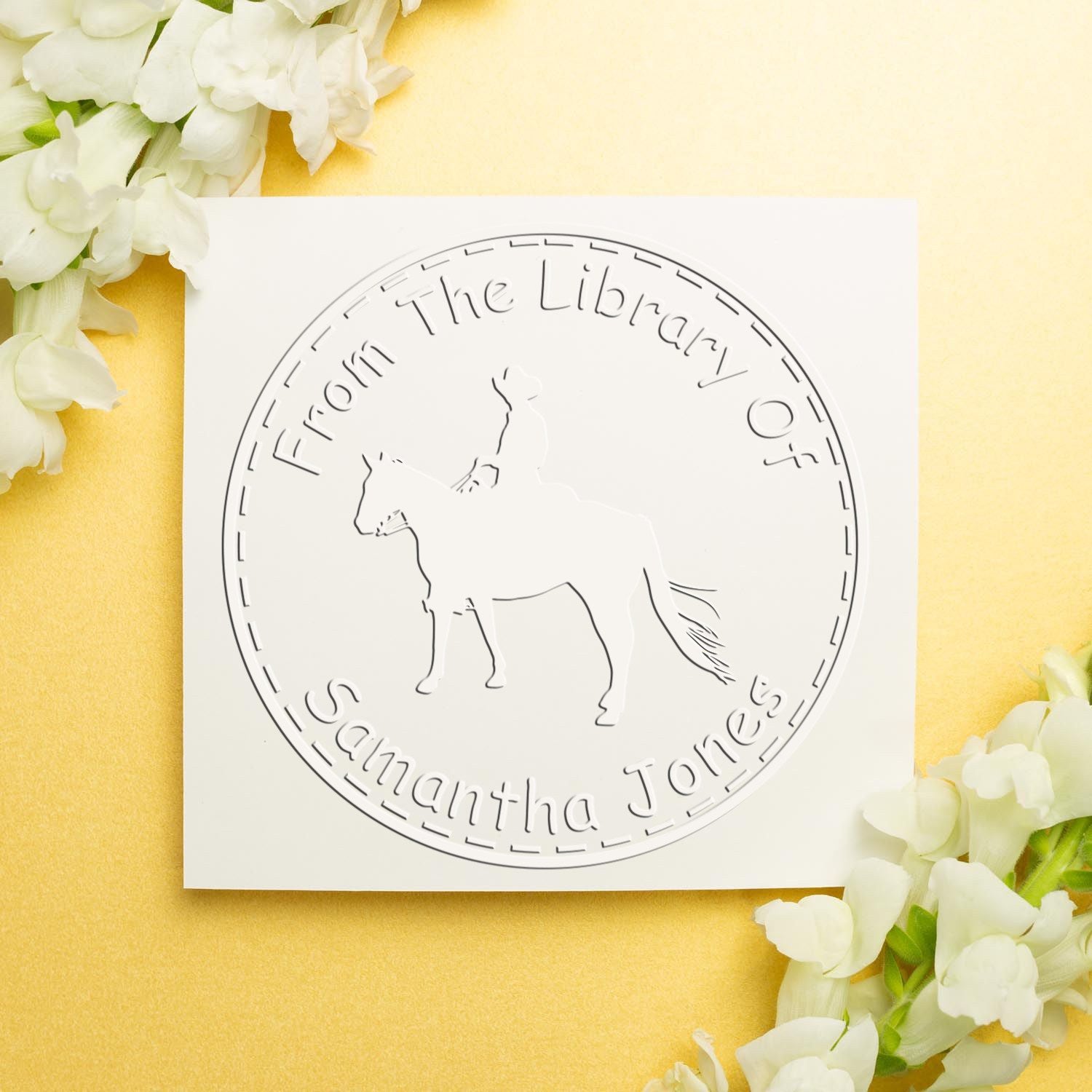 Dawn's Light Equestrian Hybrid Personalized Ex Libris Book Embossing Seal - Engineer Seal Stamps