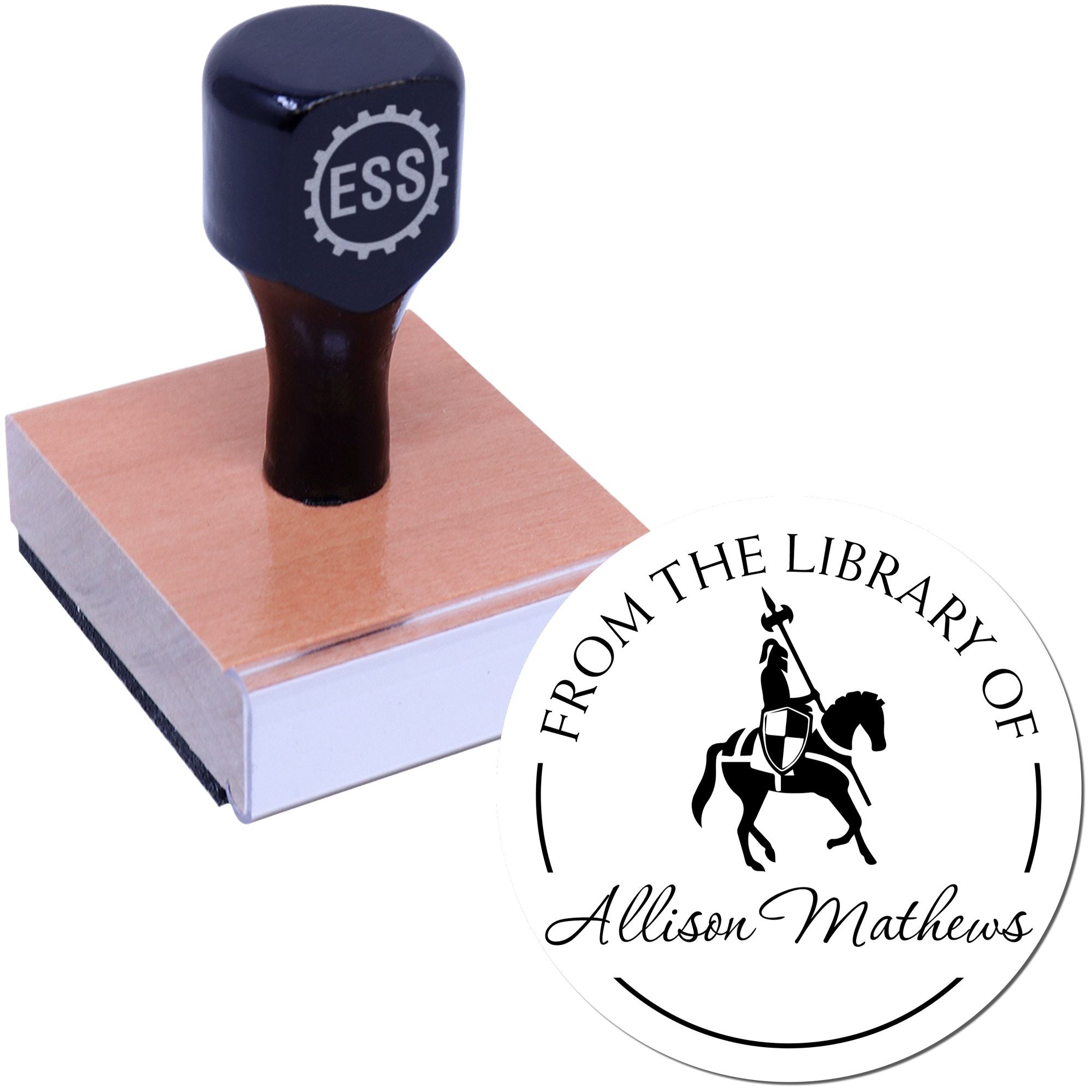 Wood Handle Phoenix Rise Knights Book Belongs To Stamp - Engineer Seal Stamps