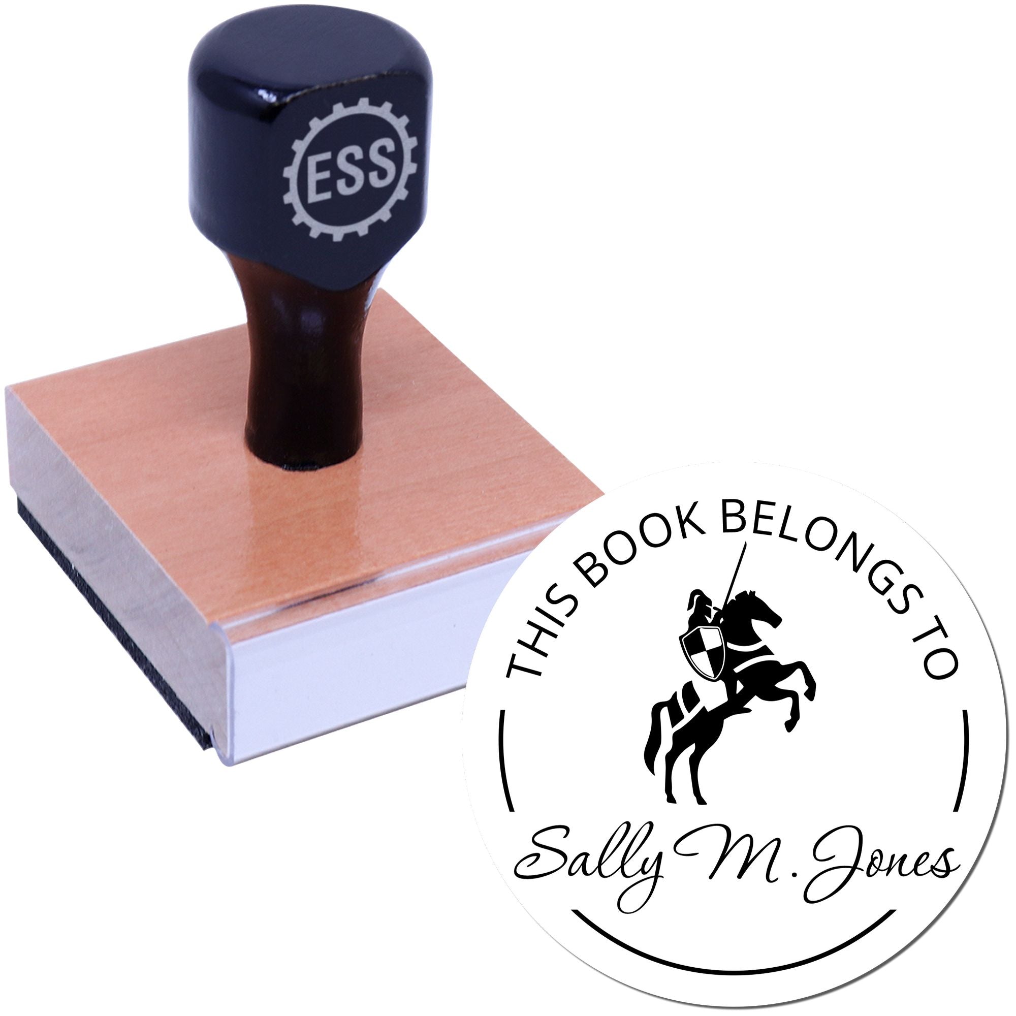 Wood Handle Zephyr's Song Knights Library Book Belongs To Stamp - Engineer Seal Stamps