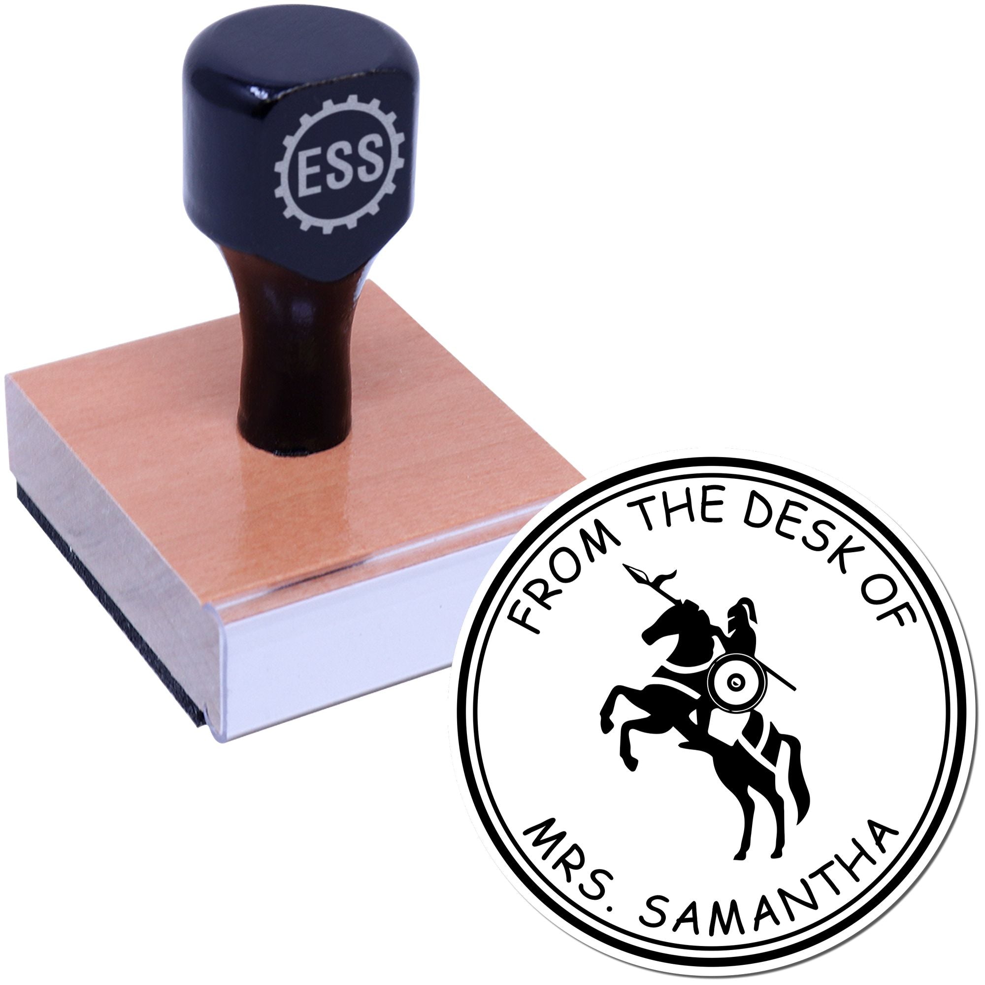 Wood Handle Terra's Might Knights Custom Ex Libris Stamp - Engineer Seal Stamps