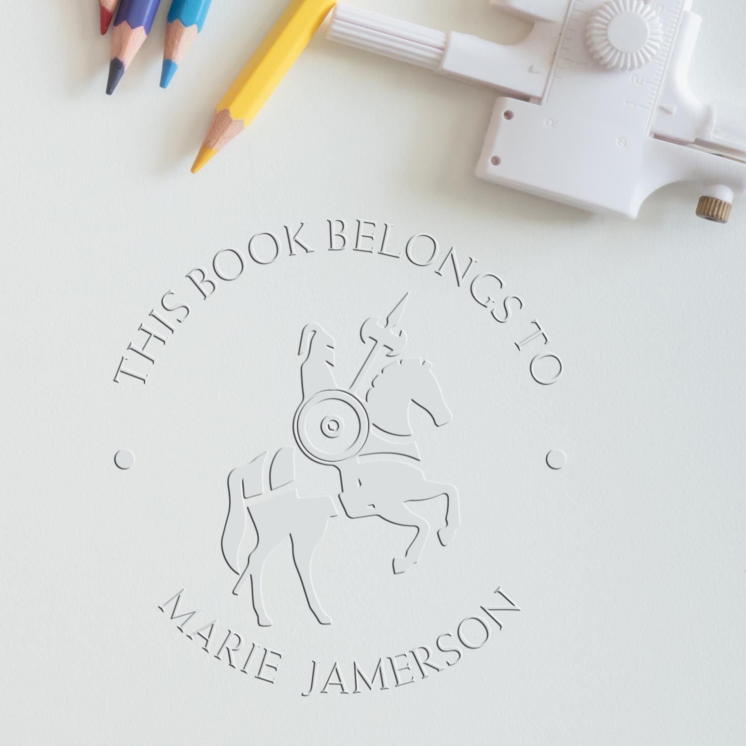 Solar Flare Knights Hybrid Personalized Book Lover Gift Embosser - Engineer Seal Stamps