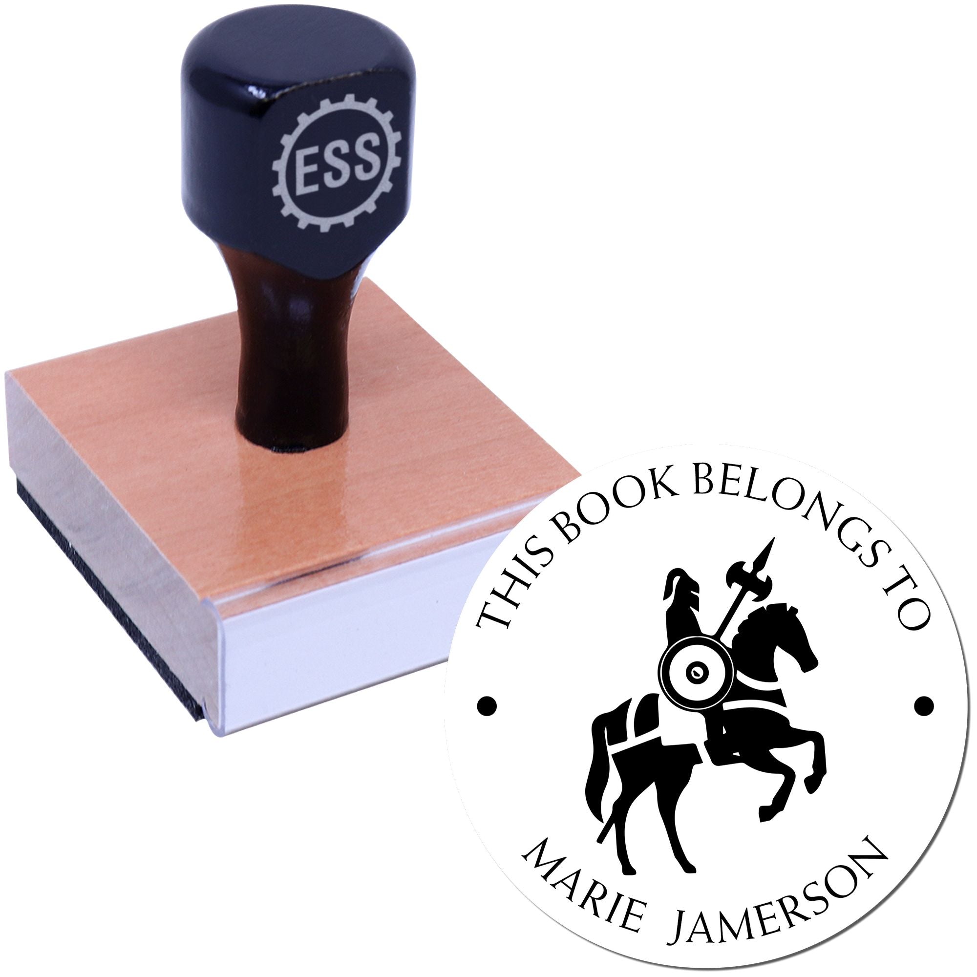 Wood Handle Solar Flare Knights Custom Ex Libris Library Stamp - Engineer Seal Stamps