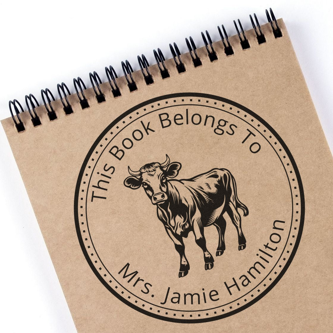 Wood Handle Rosie Cow Custom This Book Belongs To Stamp - Engineer Seal Stamps