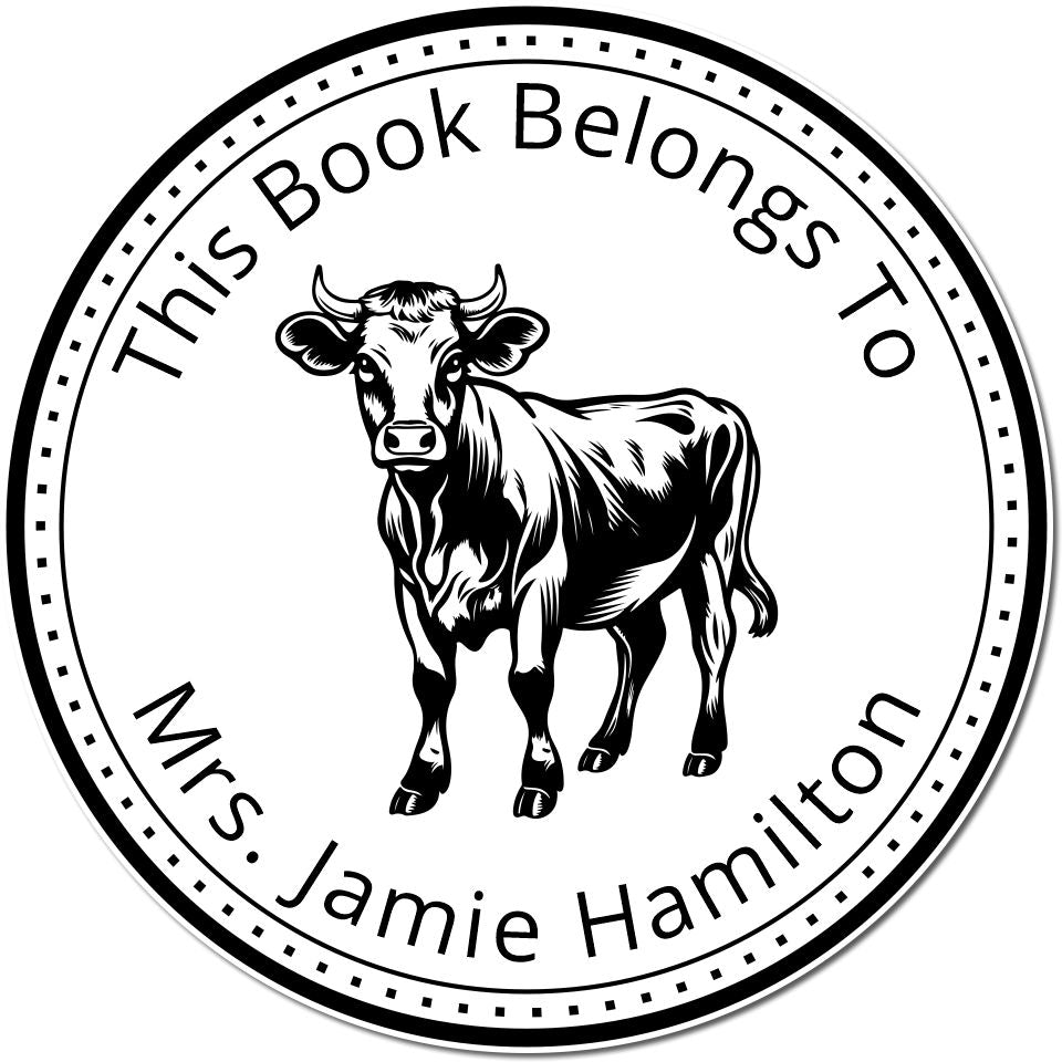 Wood Handle Rosie Cow Custom This Book Belongs To Stamp - Engineer Seal Stamps
