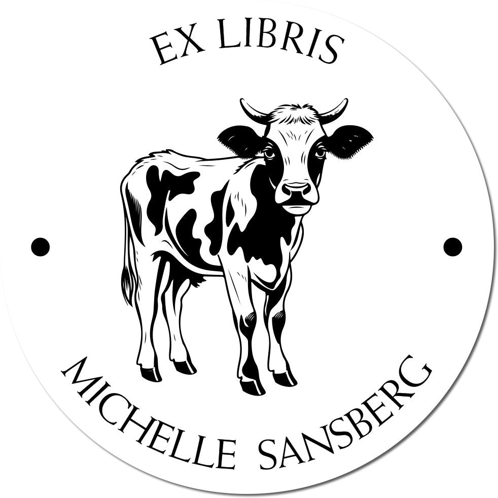 Wood Handle Clarabelle Cow Custom Book Label Stamp - Engineer Seal Stamps