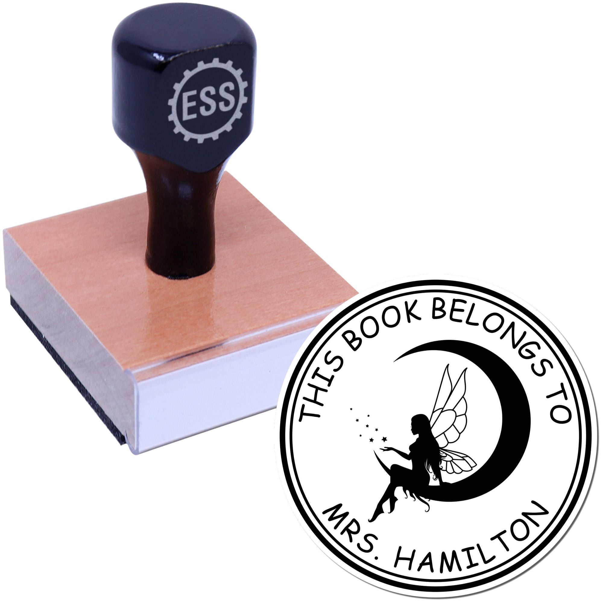 Wood Handle Celeste Mythical Fairy Custom Book Signature Stamp - Engineer Seal Stamps