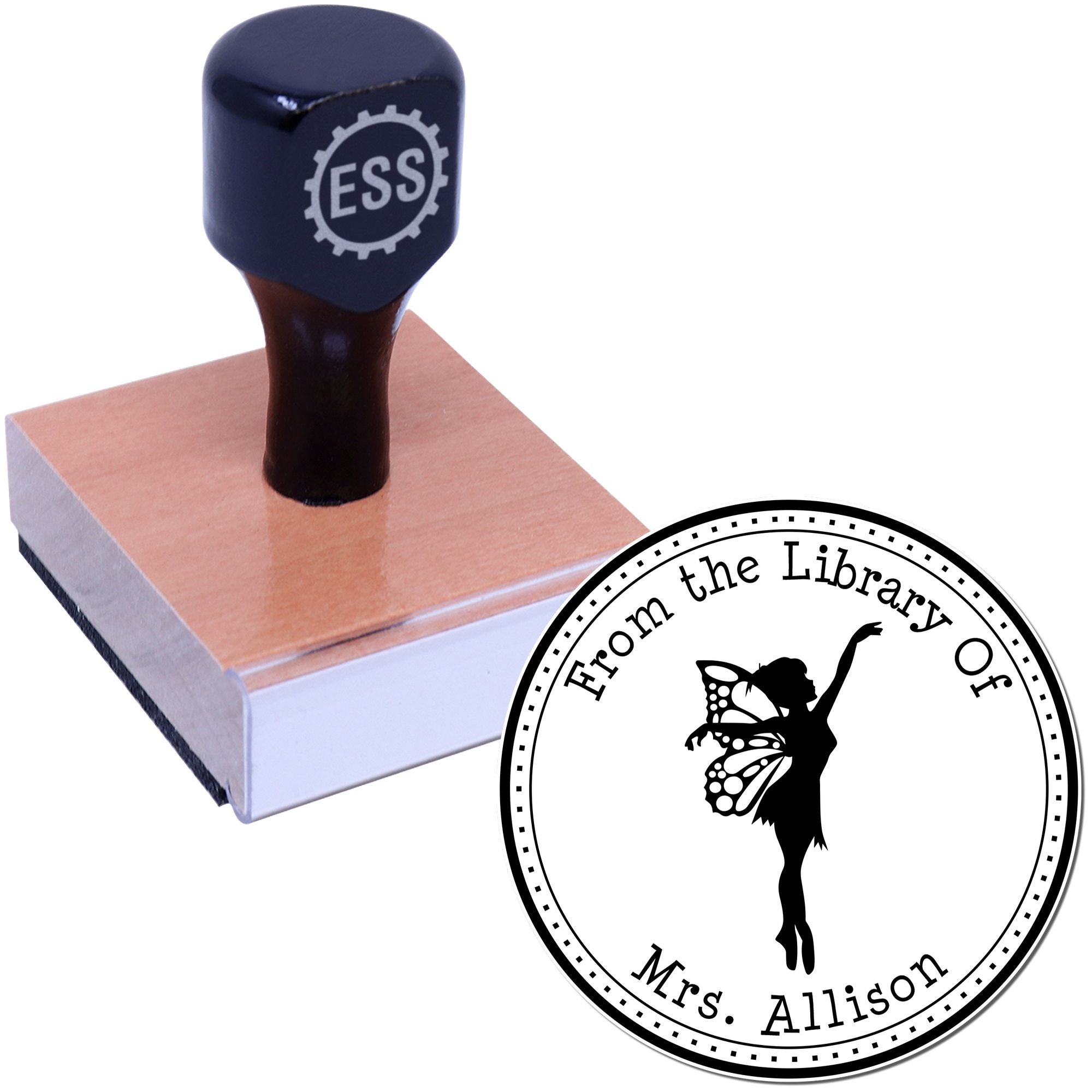 Wood Handle Zephyr Mythical Fairy Custom Book Initial Stamp - Engineer Seal Stamps