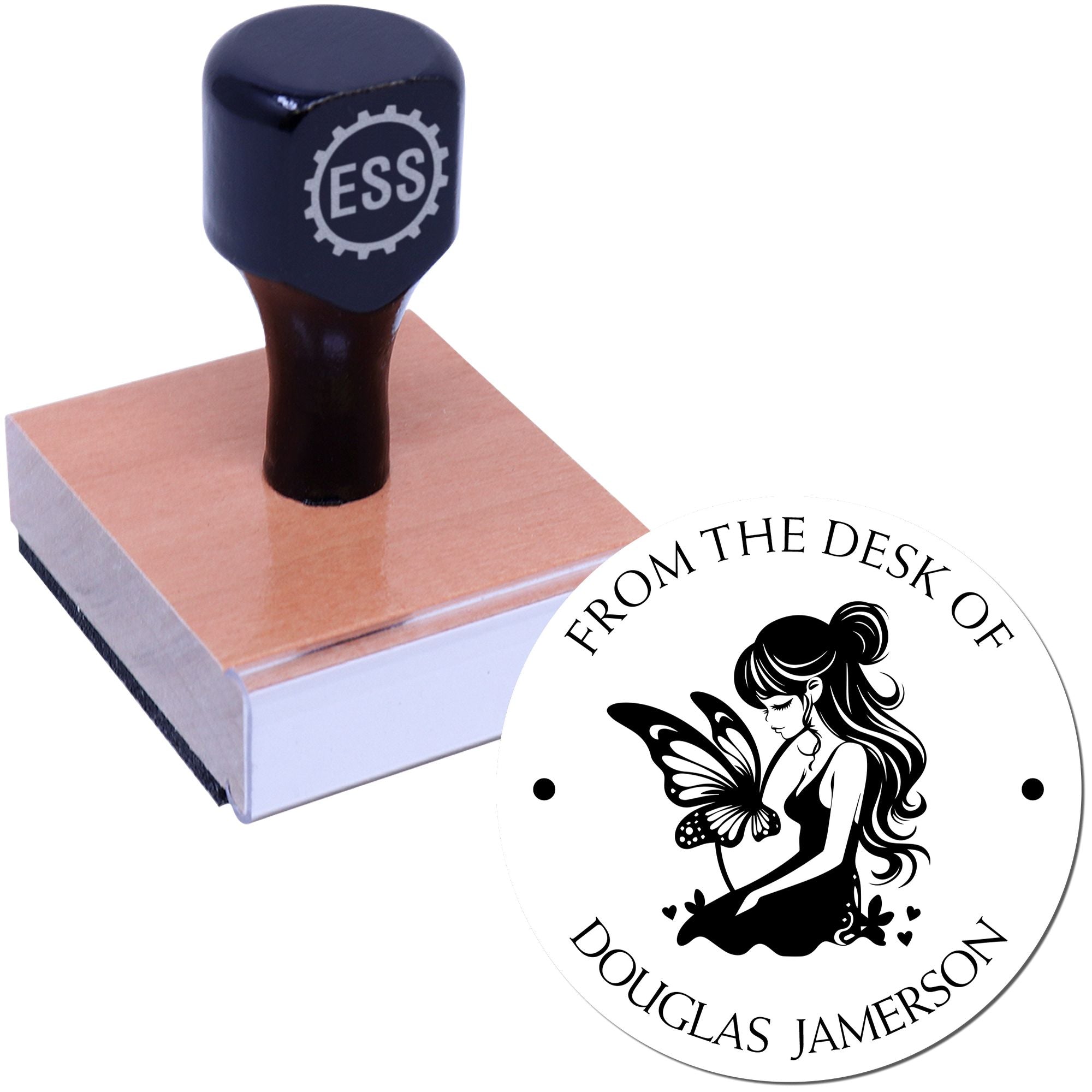 Wood Handle Willow Mythical Fairy Custom Book Logo Stamp - Engineer Seal Stamps