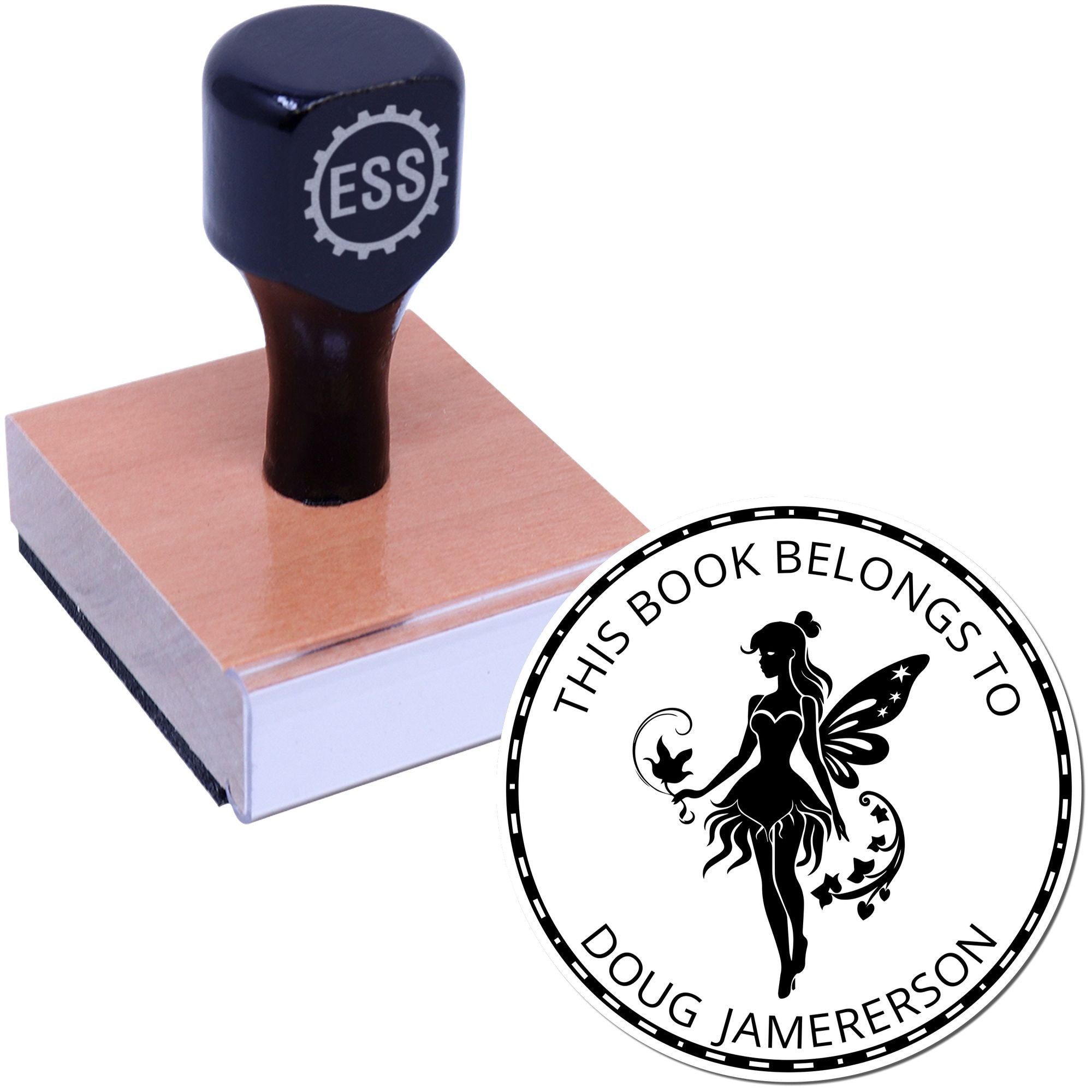 Wood Handle Nixie Whimsical Fairy Custom Book Personalization Stamp - Engineer Seal Stamps