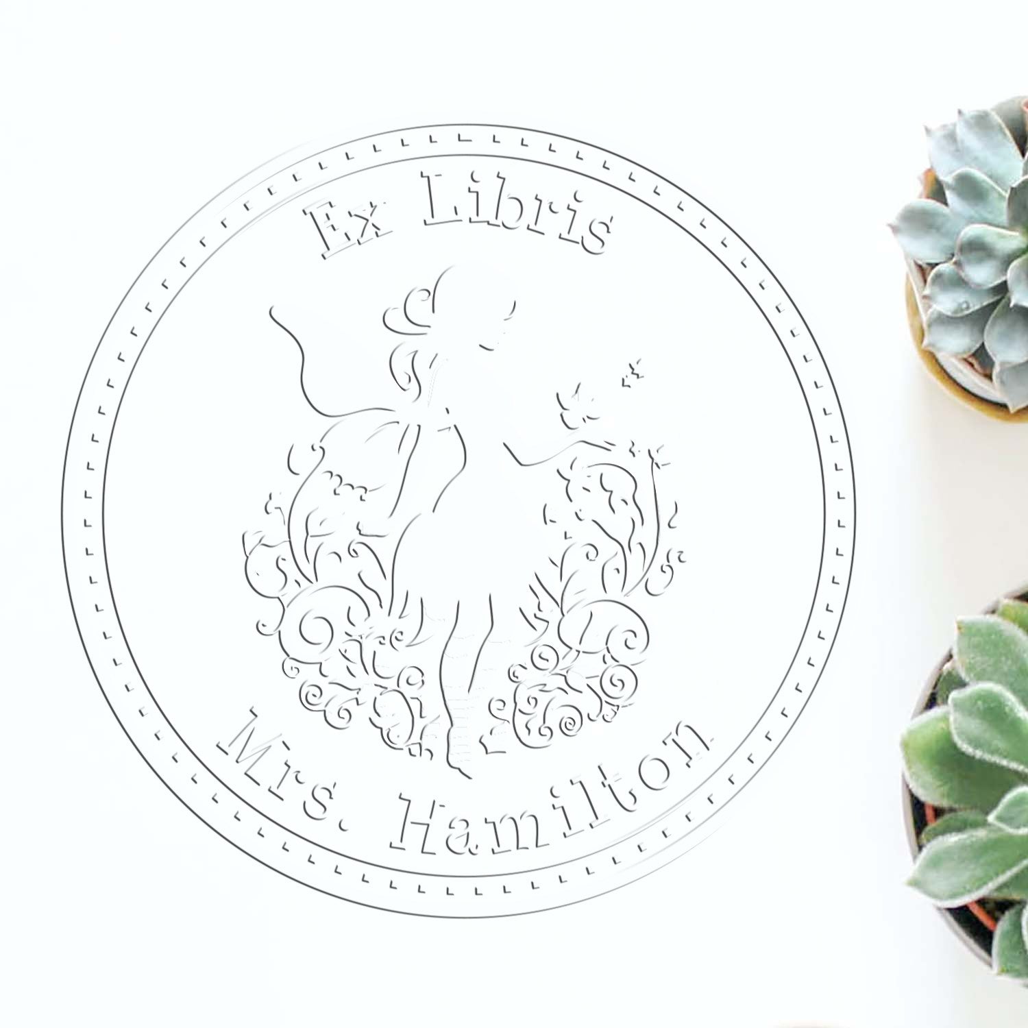 Oberon Whimsical Fairy Desk Custom-Made Bookplate Printing Embosser - Engineer Seal Stamps