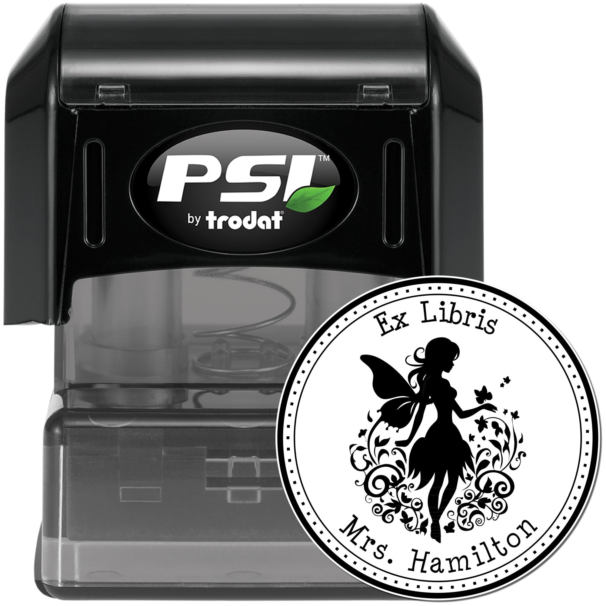 Oberon Whimsical Fairy Pre-Inked Personalizable Ex Libris Art Stamp - Engineer Seal Stamps