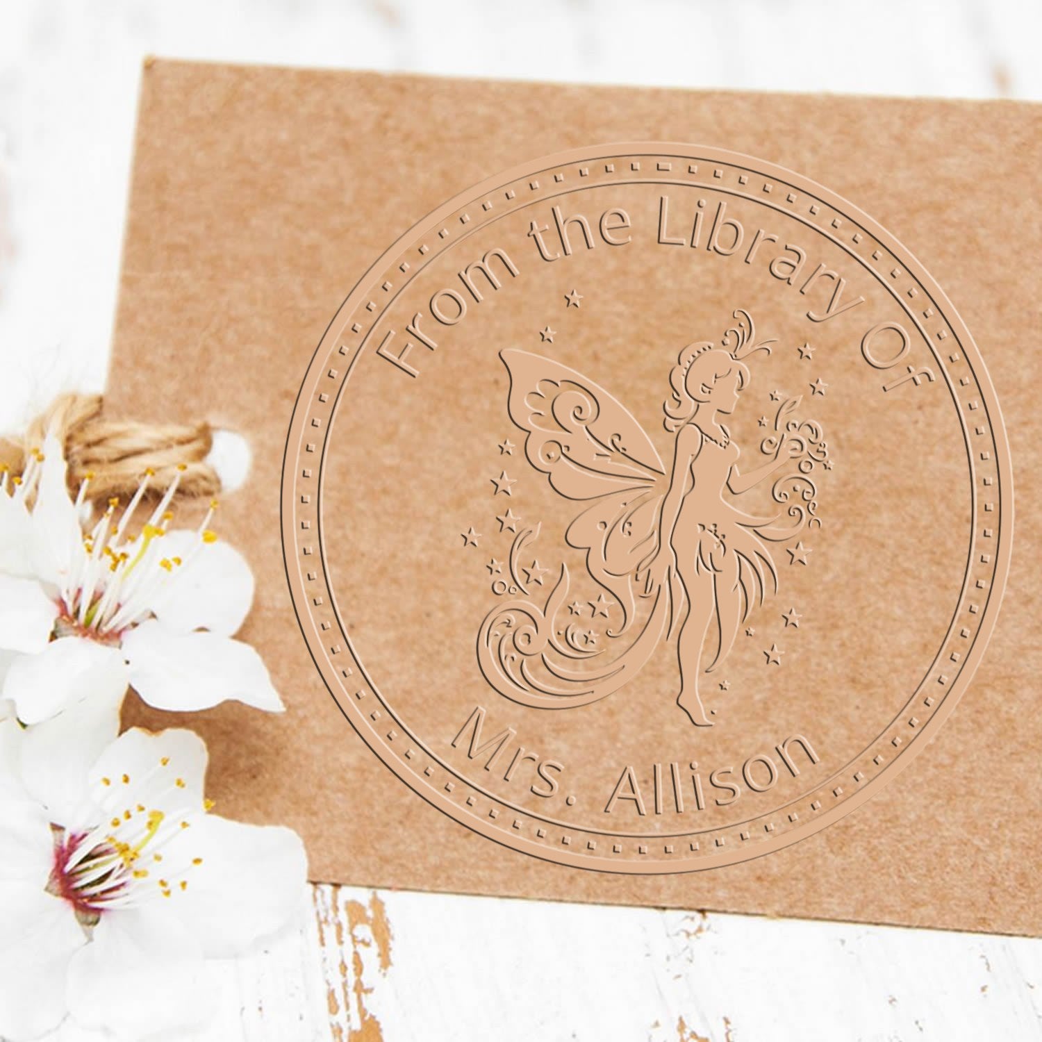 Soft Glimmer Whimsical Fairy Customized Ex Libris Design Embosser