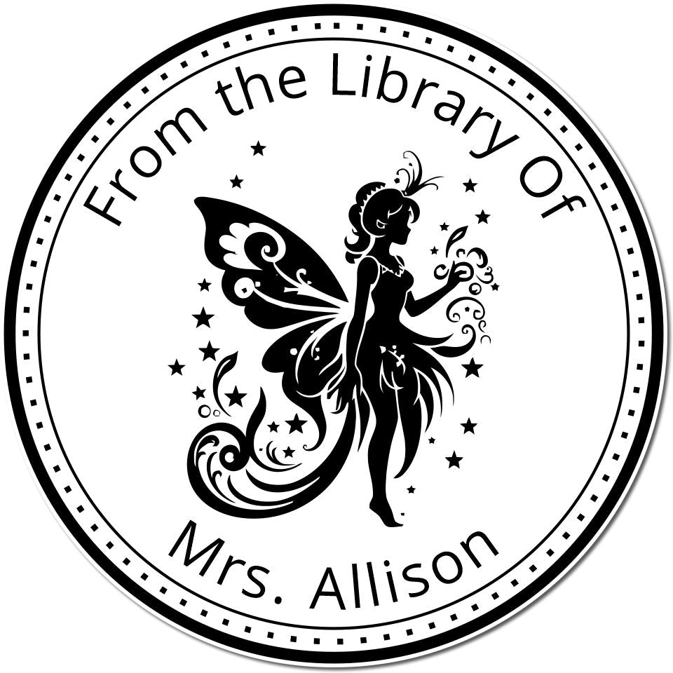 Wood Handle Glimmer Whimsical Fairy Custom Bookplate Label Stamp - Engineer Seal Stamps