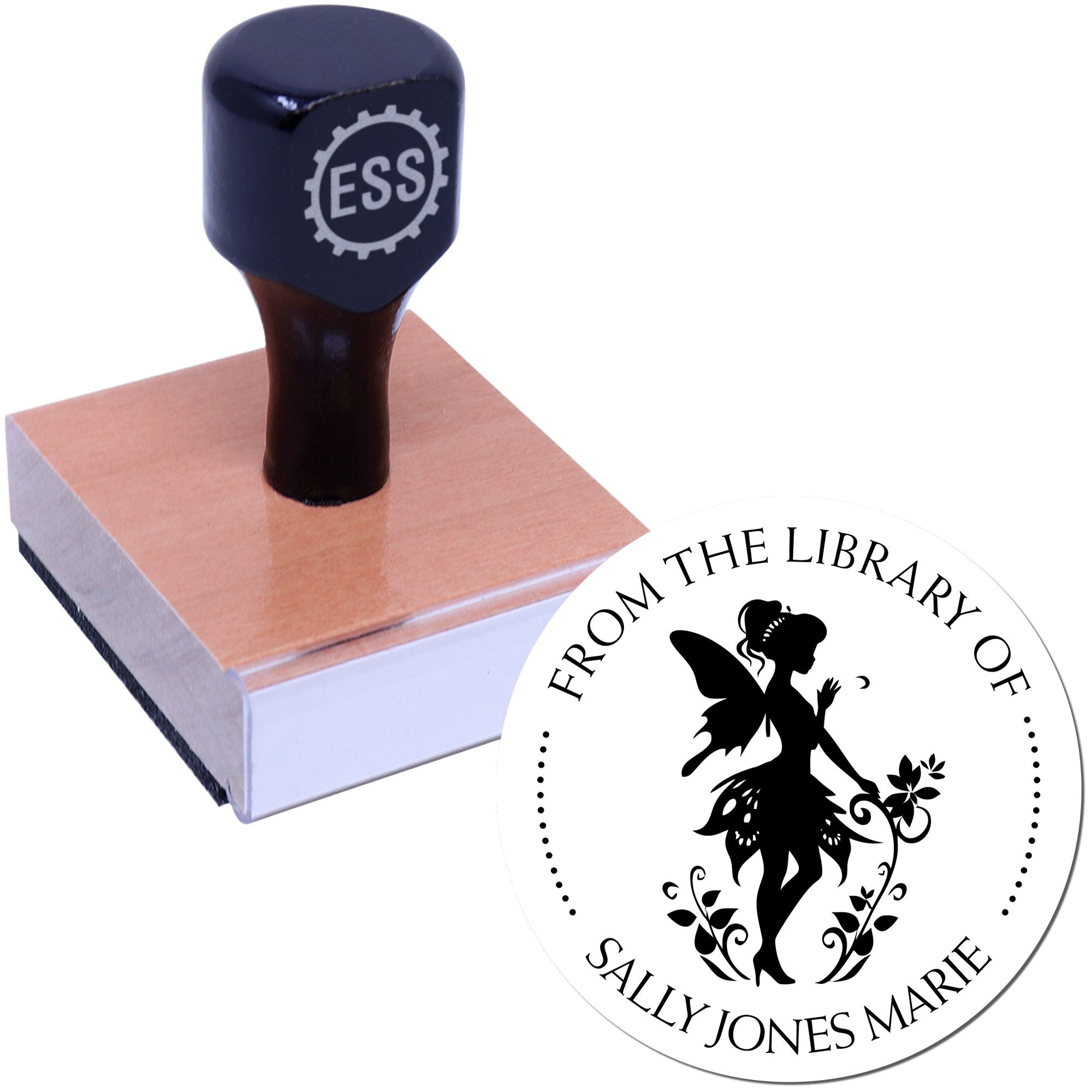 Wood Handle Eirlys Fairy Custom Bookplate Sticker Stamp - Engineer Seal Stamps