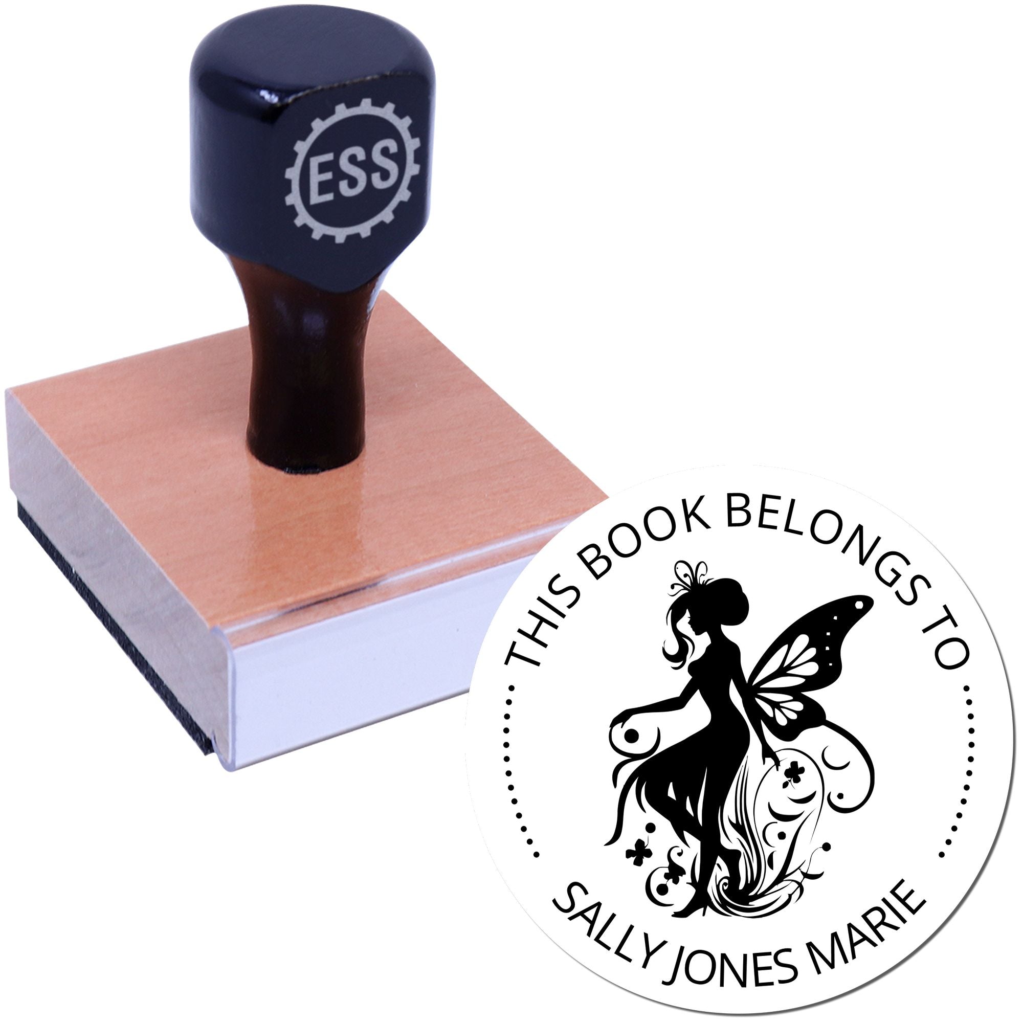 Wood Handle Petal Fairy Custom Bookplate Template Stamp - Engineer Seal Stamps
