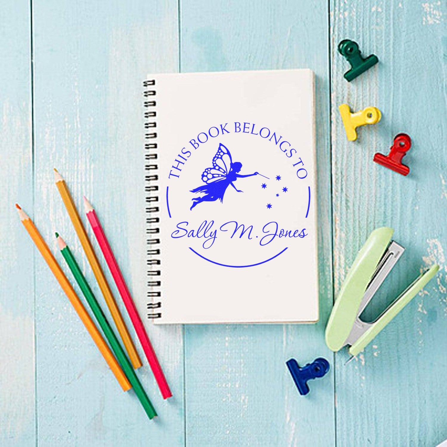 Wood Handle Elara Fairy Custom Bookplate Printing Stamp - Engineer Seal Stamps