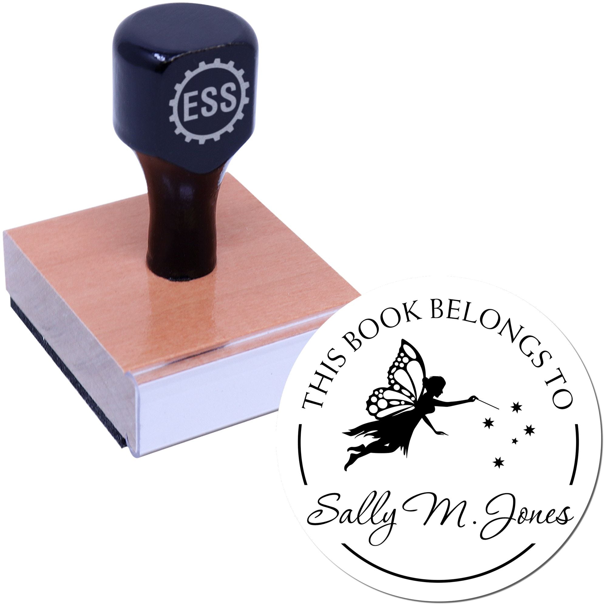 Wood Handle Elara Fairy Custom Bookplate Printing Stamp - Engineer Seal Stamps