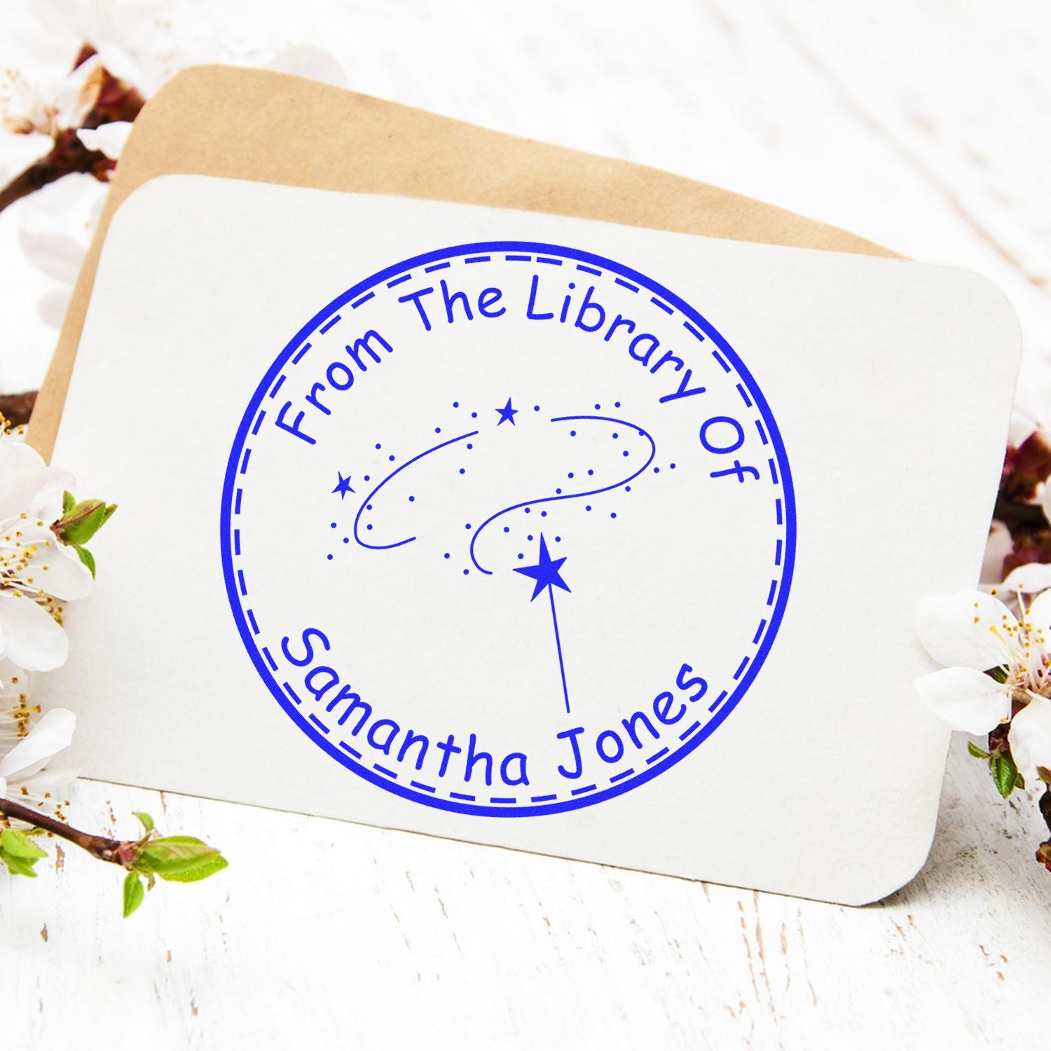 Slim Pre-Inked Crystal Magical Fairy Customizable Book Belongs To Stamp