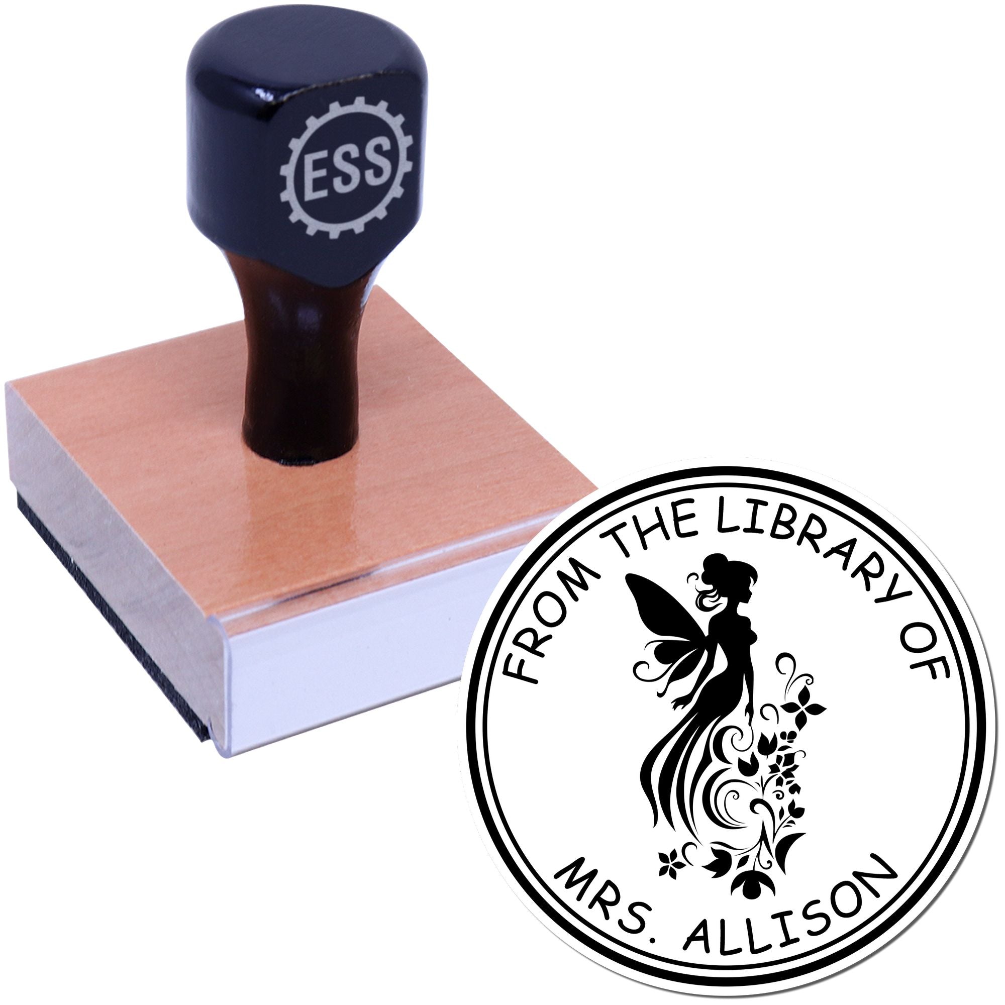 Wood Handle Briar Magical Fairy Custom Library Return Stamp - Engineer Seal Stamps