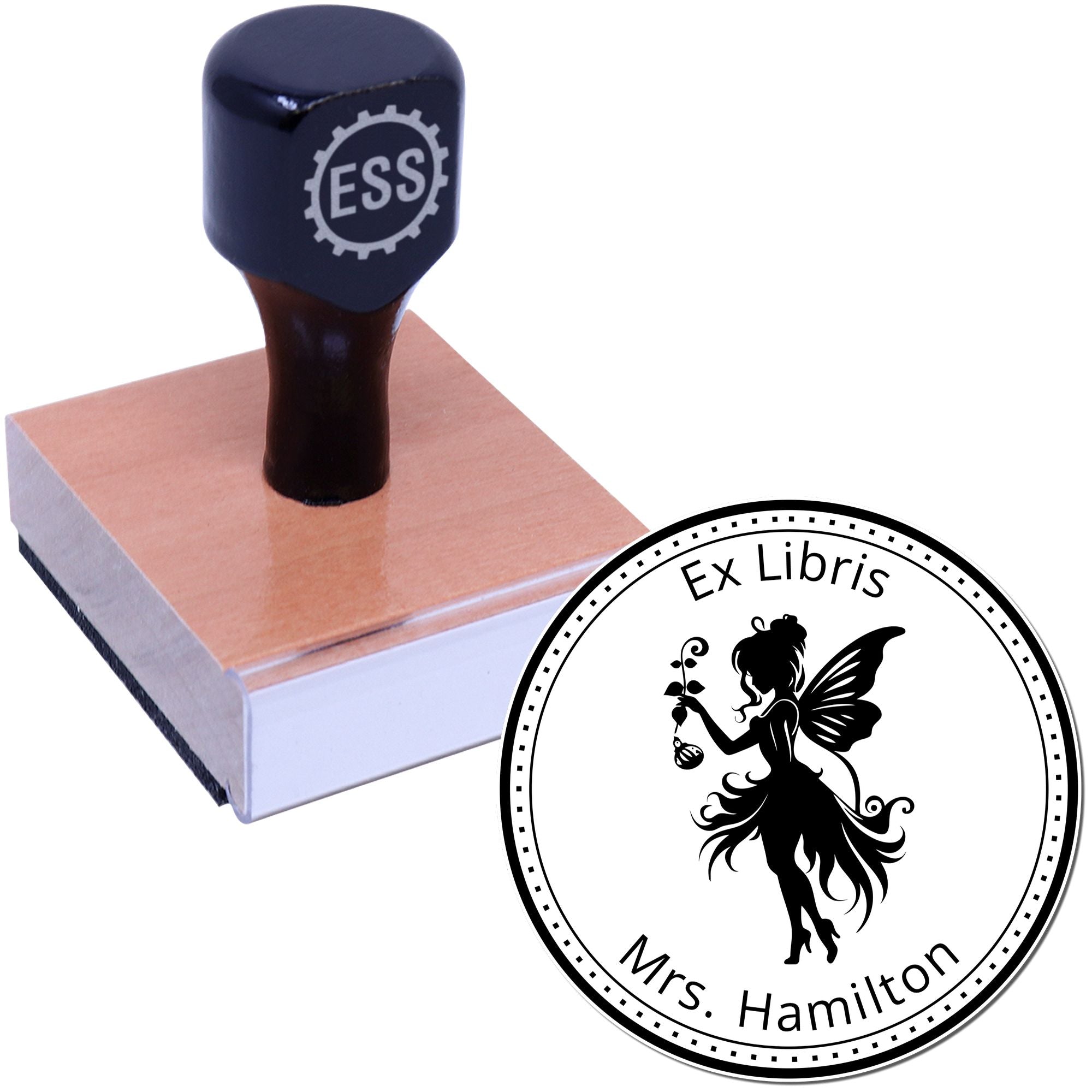 Wood Handle Sylphina Magical Fairy Custom From The Bookshelf Of Stamp - Engineer Seal Stamps