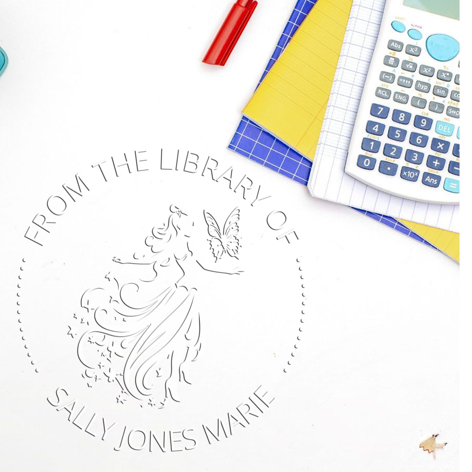 Lilac Magical Fairy Desk Custom-Made Library Ownership Embossing Seal - Engineer Seal Stamps