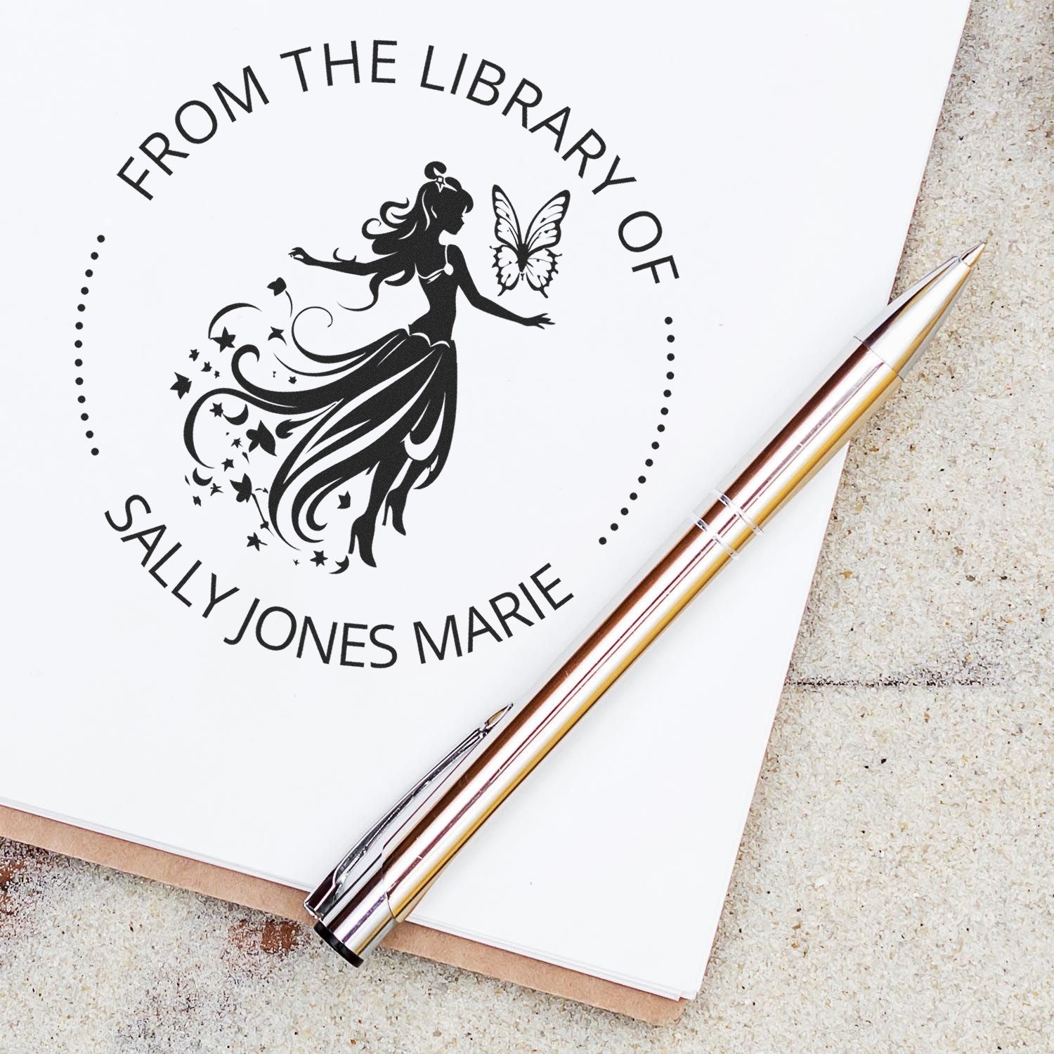 Lilac Magical Fairy Pre-Inked Personalizable Library Book Stamp - Engineer Seal Stamps