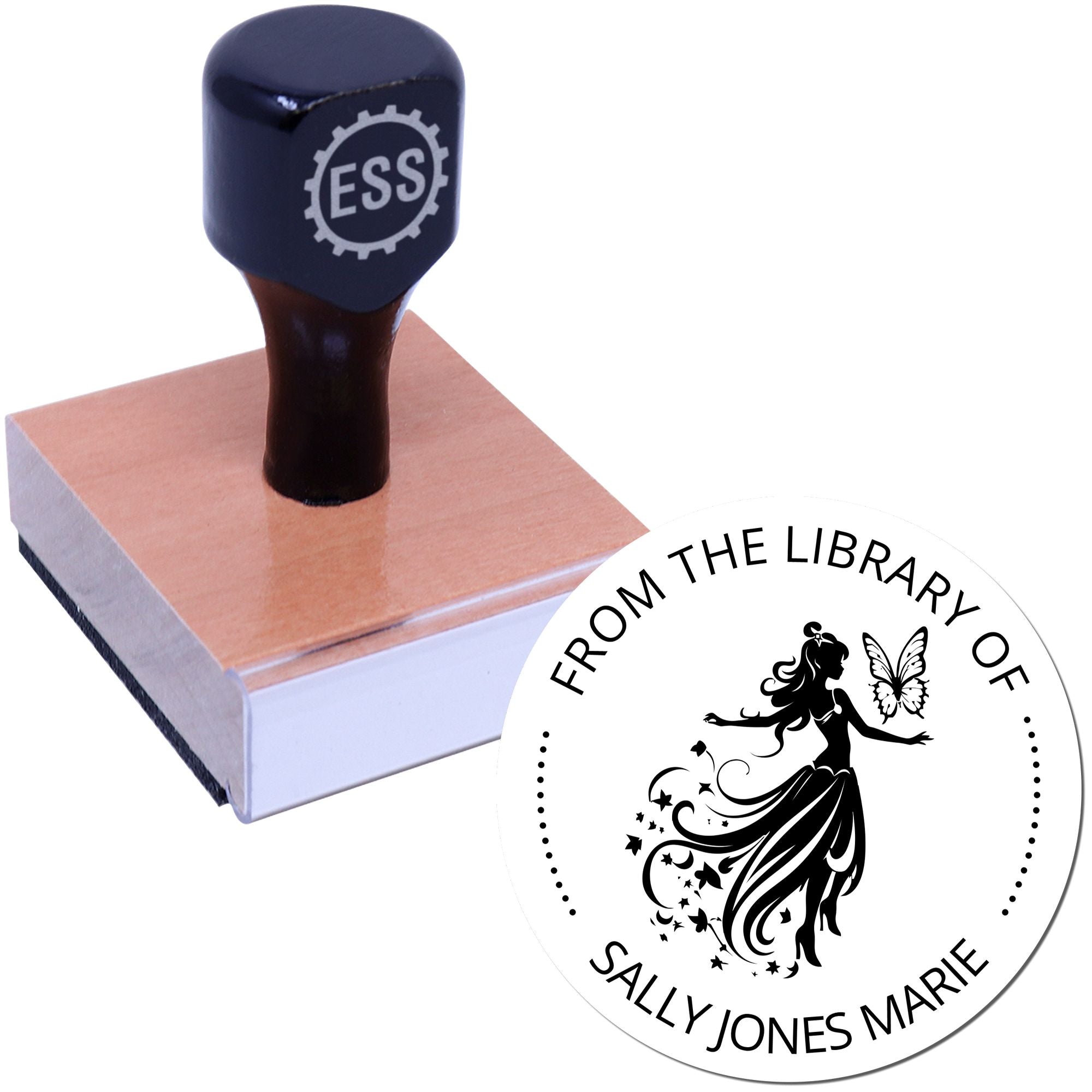 Wood Handle Lilac Magical Fairy Custom Library Gift Stamp - Engineer Seal Stamps