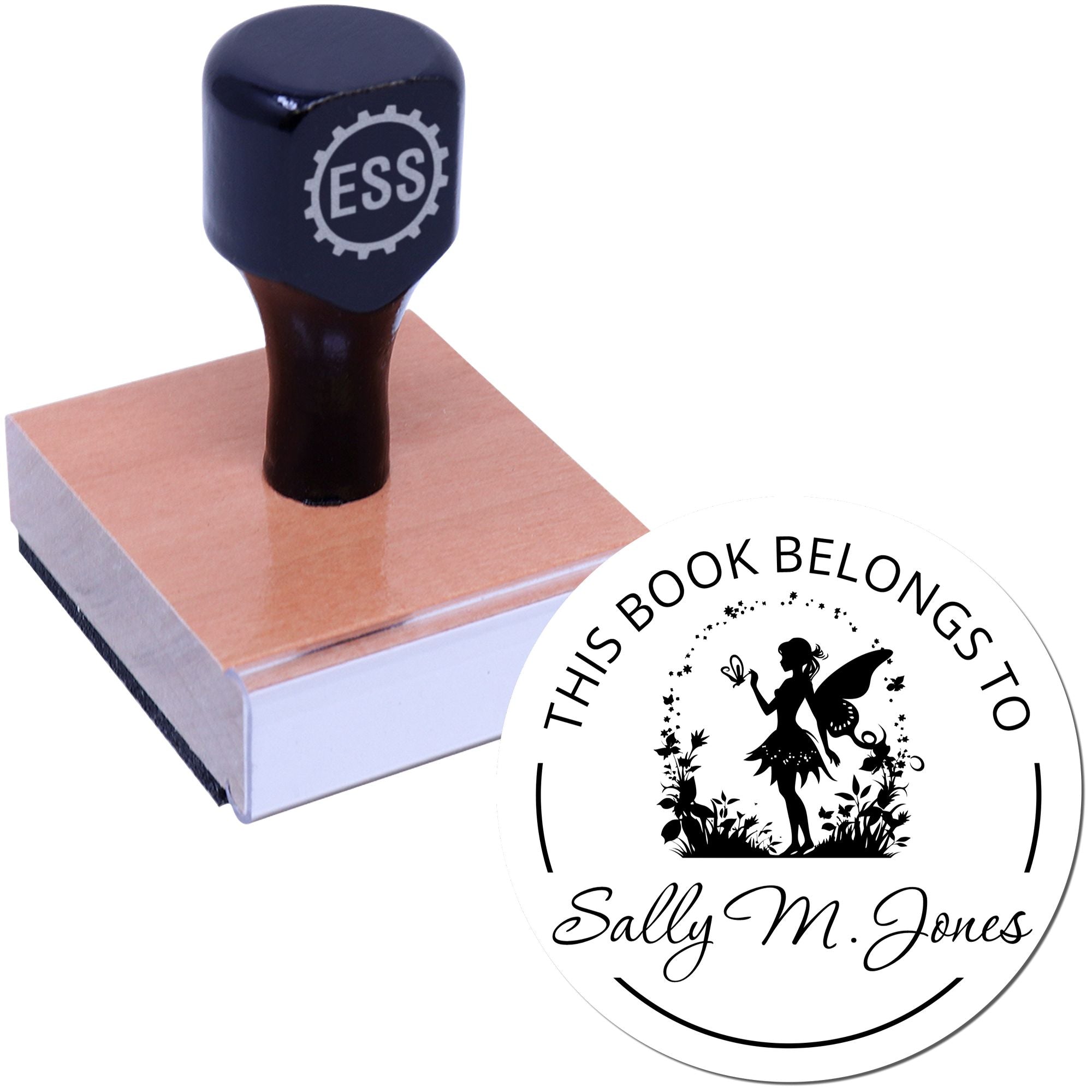 Wood Handle Dahlia Magical Fairy Custom Library Stamp - Engineer Seal Stamps