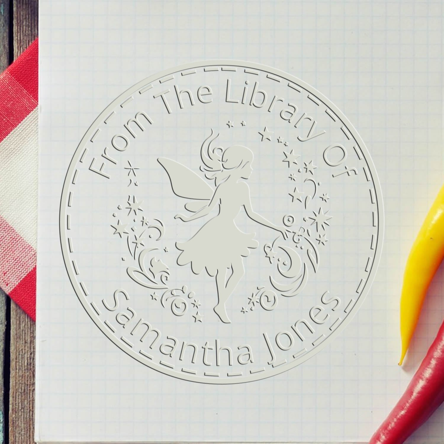 Soft Meadow Magical Fairy Customized From The Library Of Design Embossing Seal