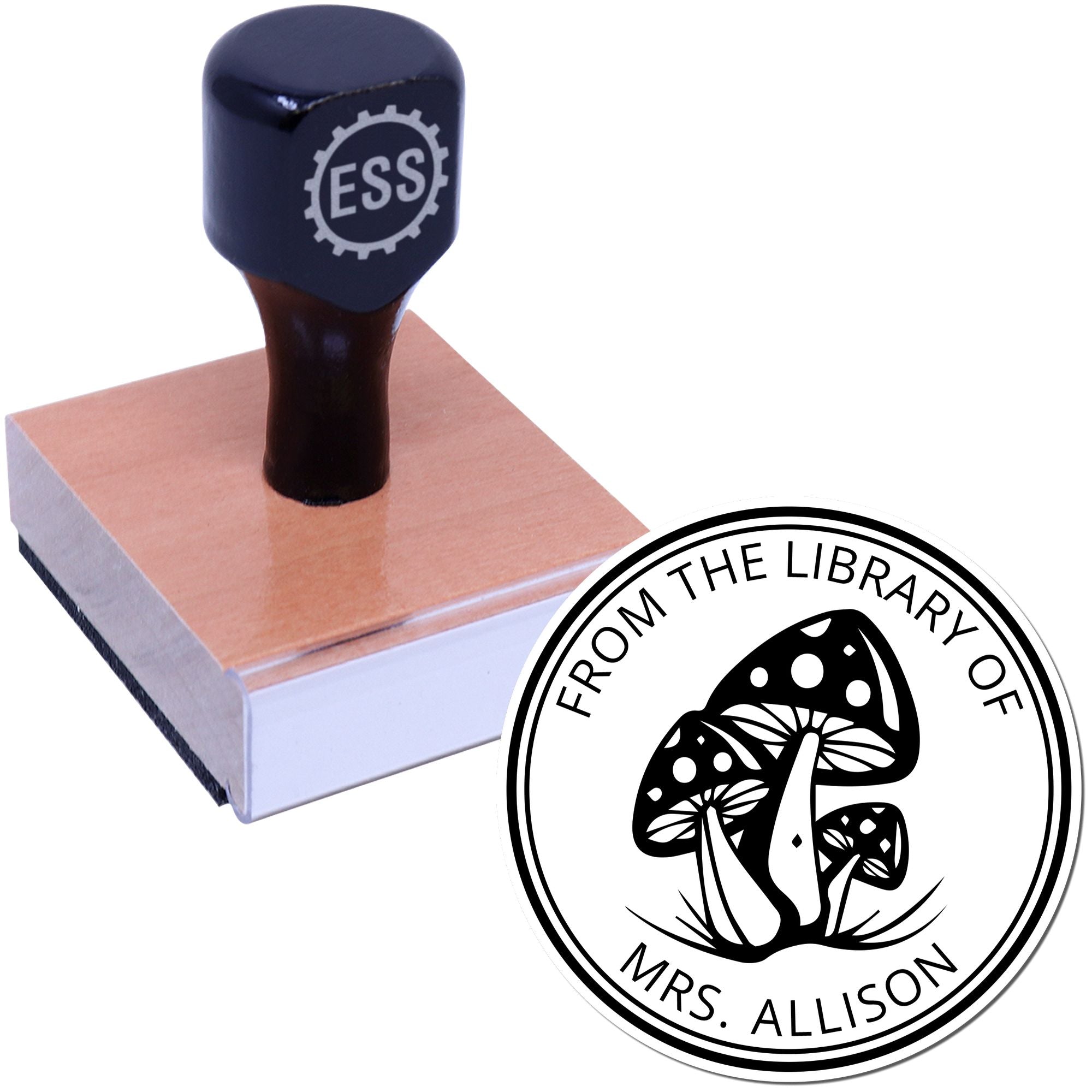 Wood Handle Sporecloud Mushroom Custom From The Private Collection Of Stamp - Engineer Seal Stamps