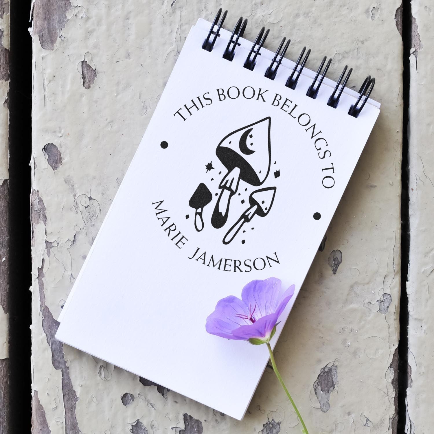 Enigma Boletus Shroom Self-Inking Customized Library Name Stamp - Engineer Seal Stamps