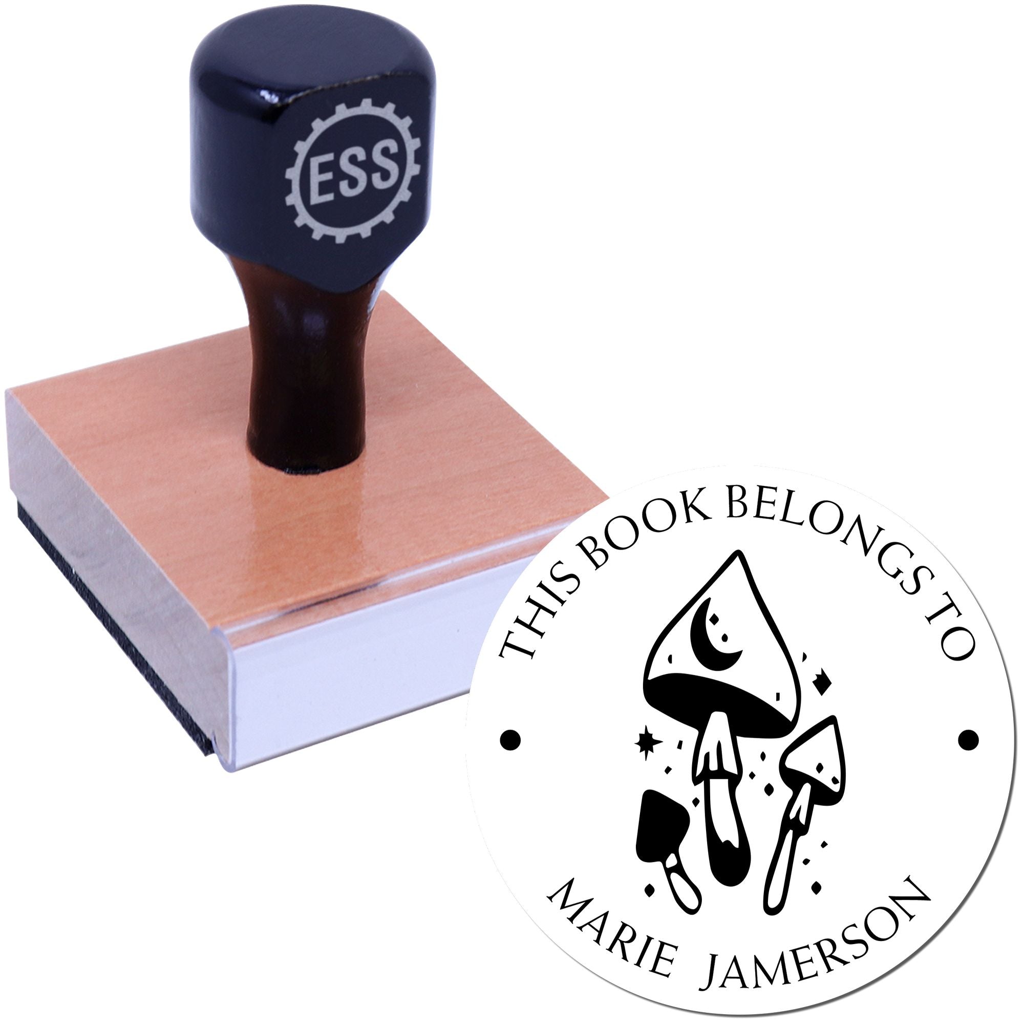 Wood Handle Enigma Boletus Shroom Custom From The Home Library Of Stamp - Engineer Seal Stamps