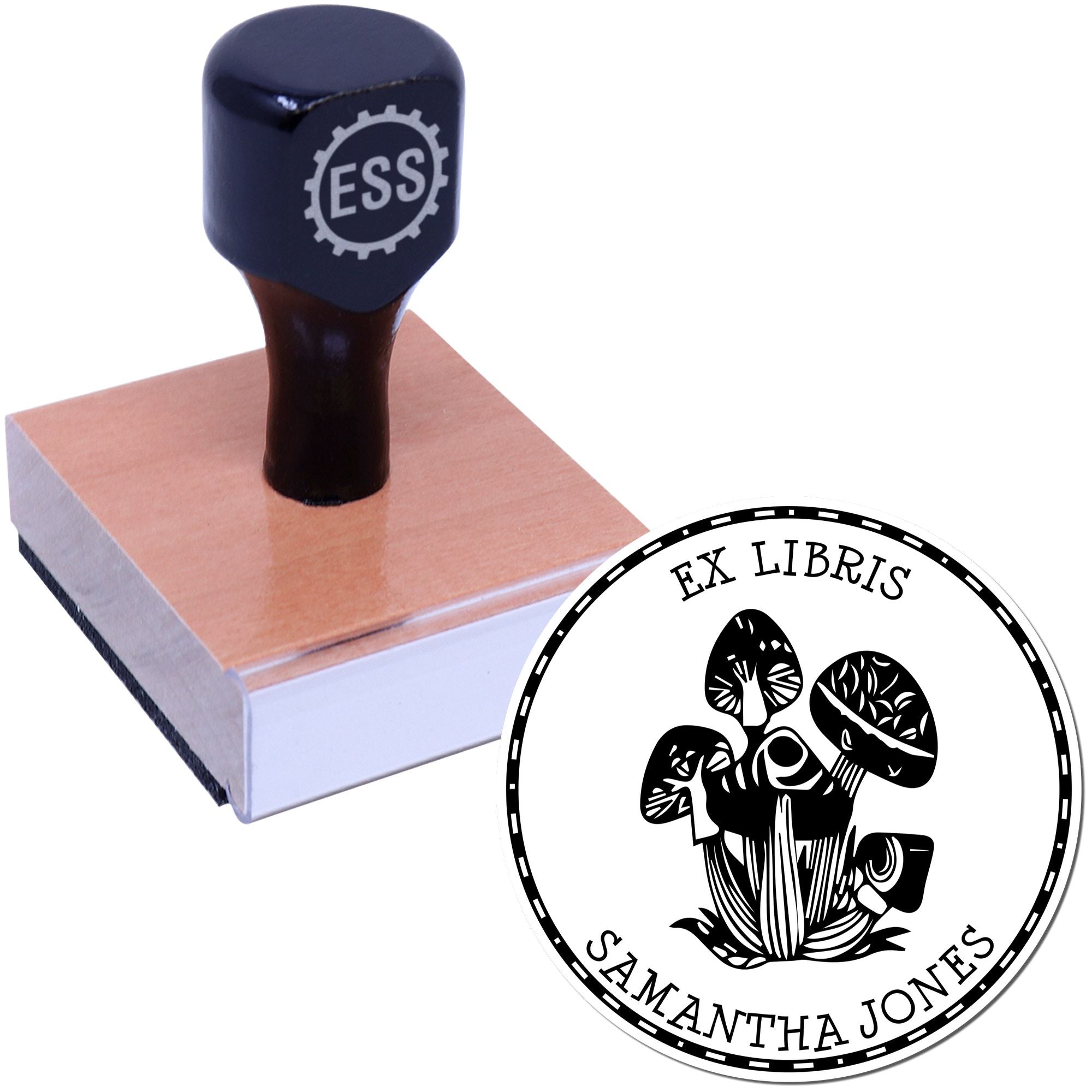 Wood Handle Sorcerer's Shiitake Shroom Custom From The Study Of Stamp - Engineer Seal Stamps