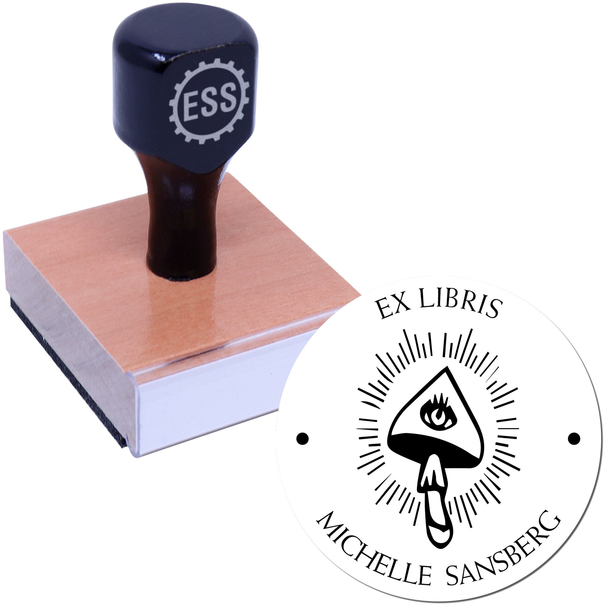 Wood Handle Dreaming Deathcap Spore Custom Ex Libris Book Stamp - Engineer Seal Stamps