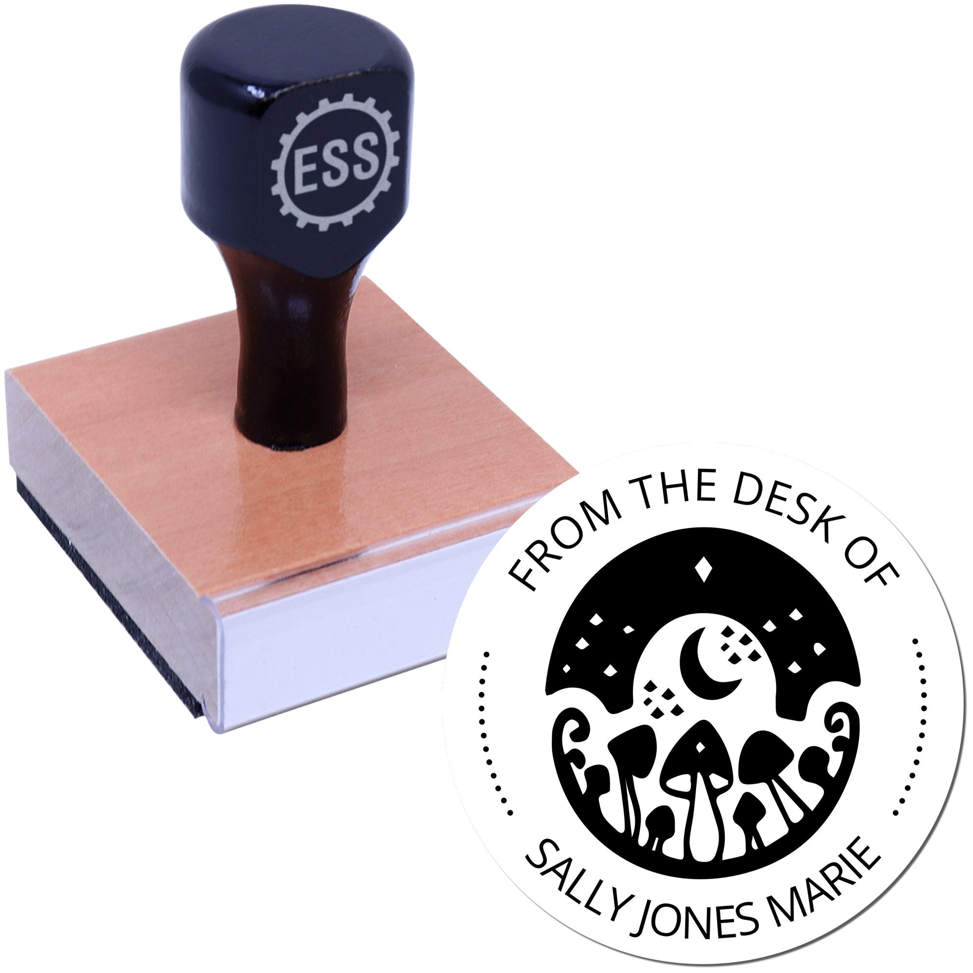 Wood Handle Spectral Spore Mushroom Custom Library Collection Stamp - Engineer Seal Stamps